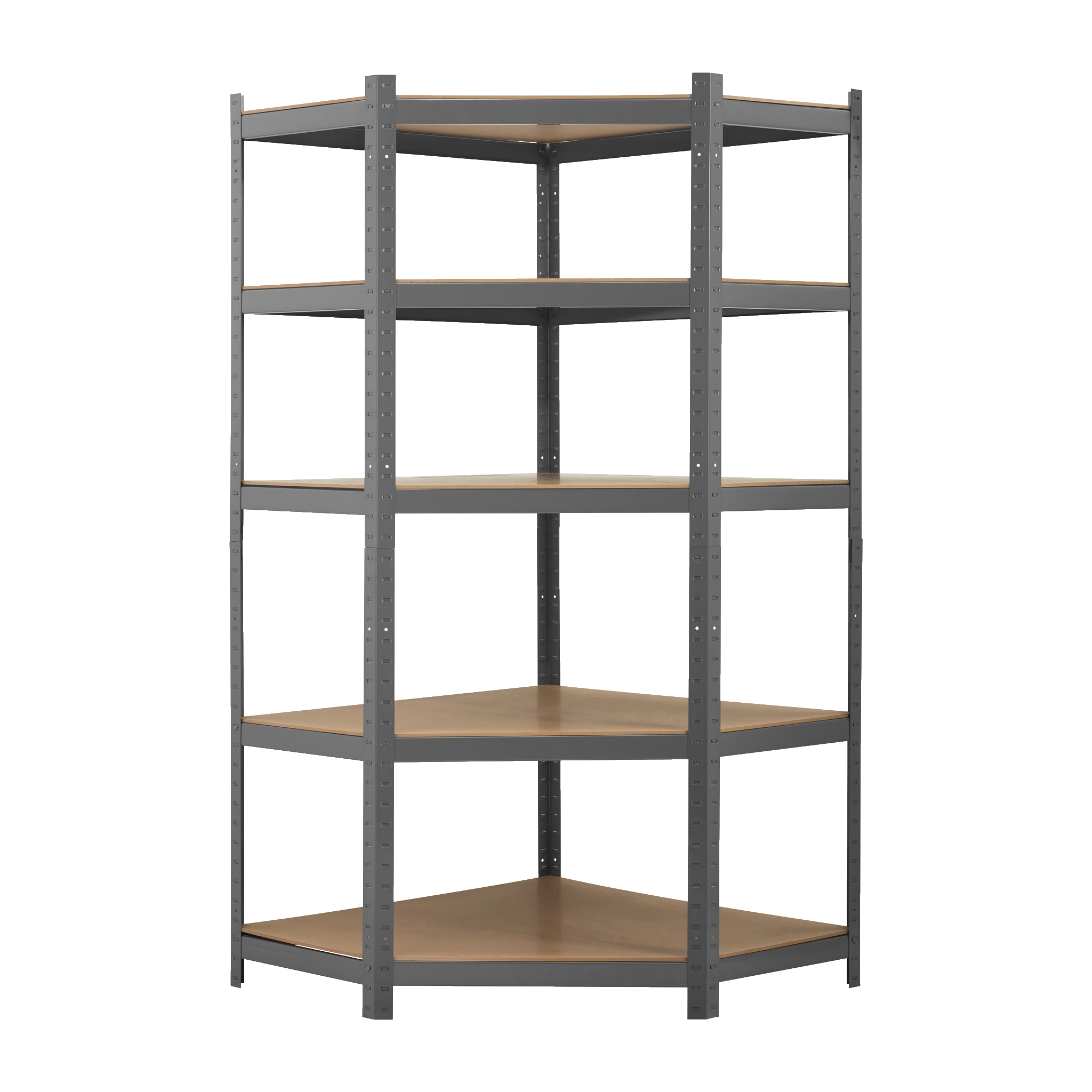 Hörnhylla 90x180x90 cm Hard Head (148)999.-Tål upp till 265 kg/hyllplanFem hyllplan av MDFStadig stomme av stål