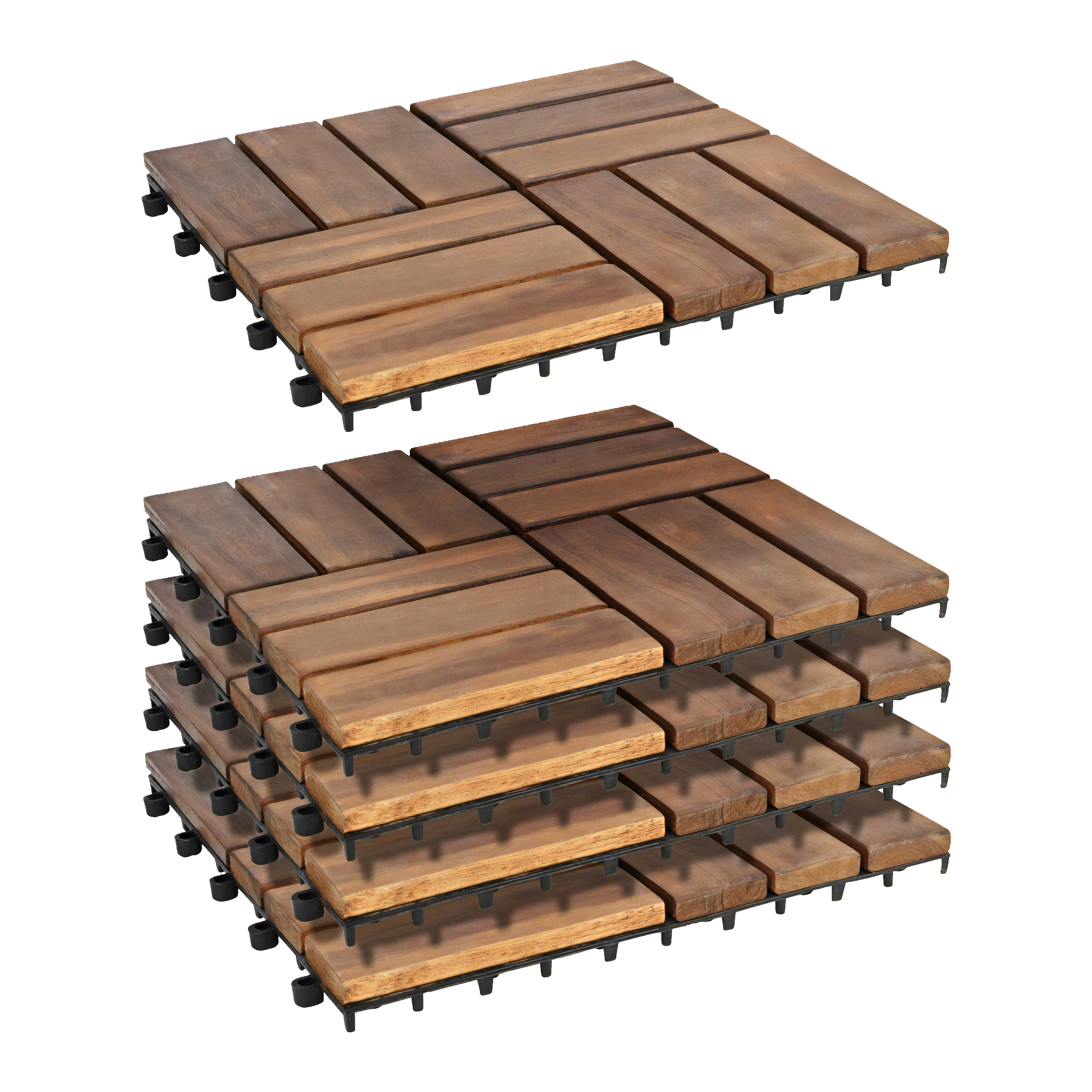 Golvplattor av akaciaträ 5-pk 30x30 cm 0,45 m²