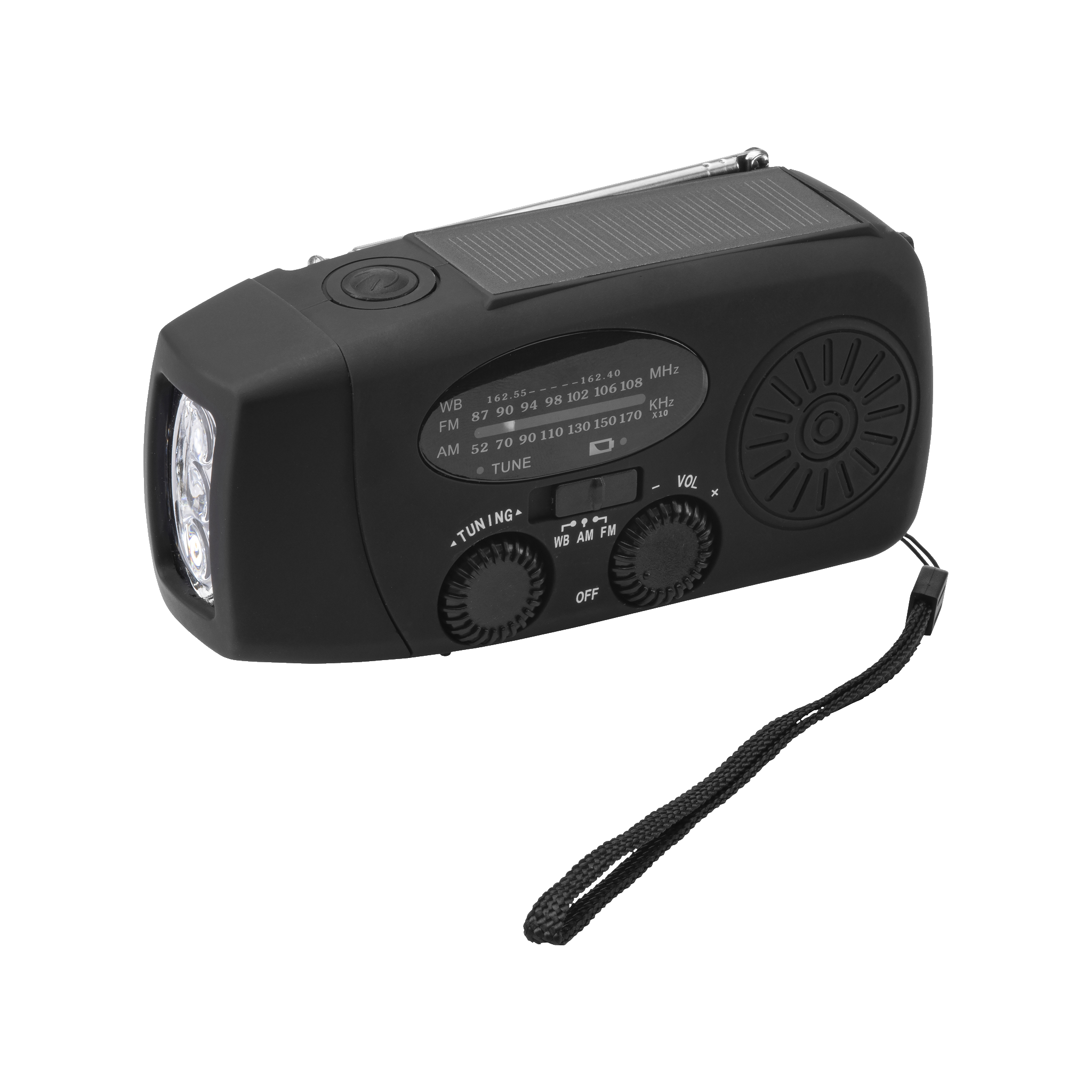 Vevradio med solcell FM 2000 mAh