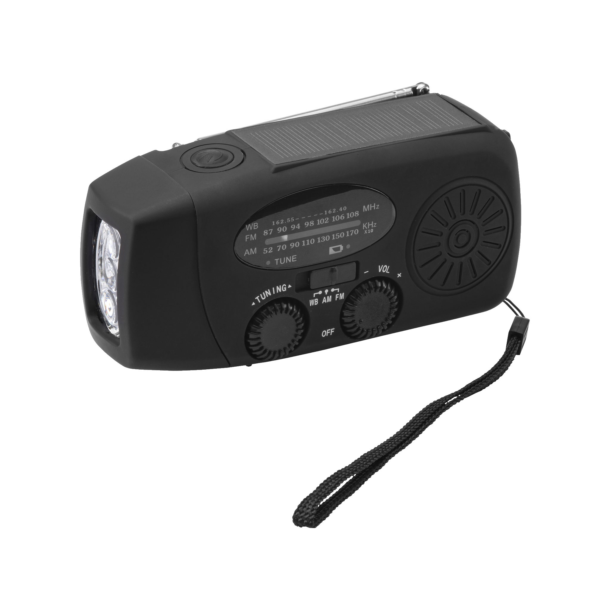 Vevradio med solcell FM 2000 mAh