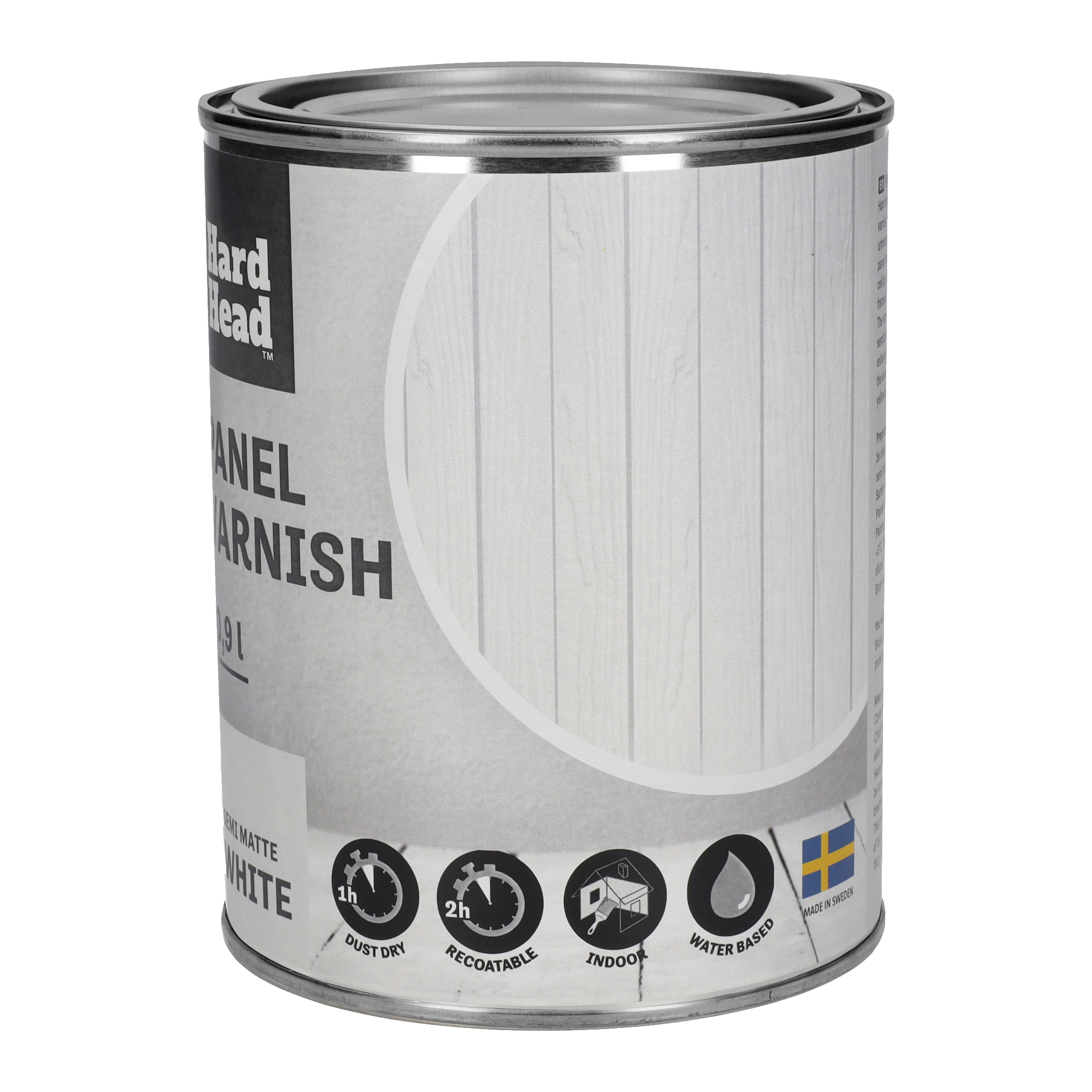 Panellack 0,9 l Hard Head (47)129.-För inomhusbrukSemitransparentTillverkad i Sverige