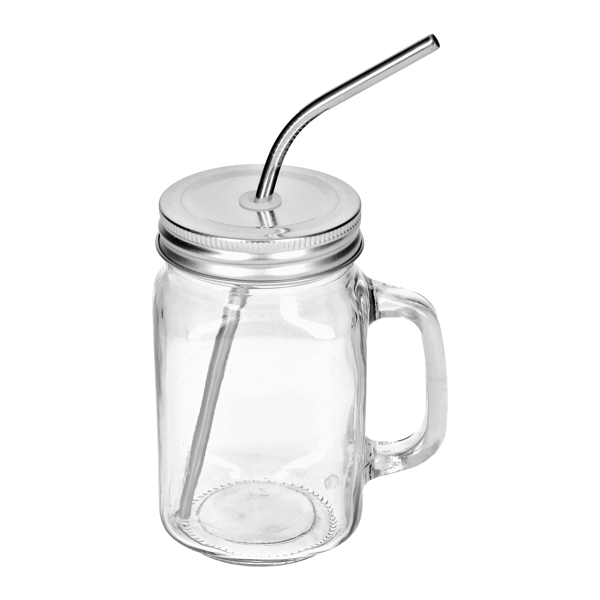Glasskopp med lokk og sugerør 480 ml
