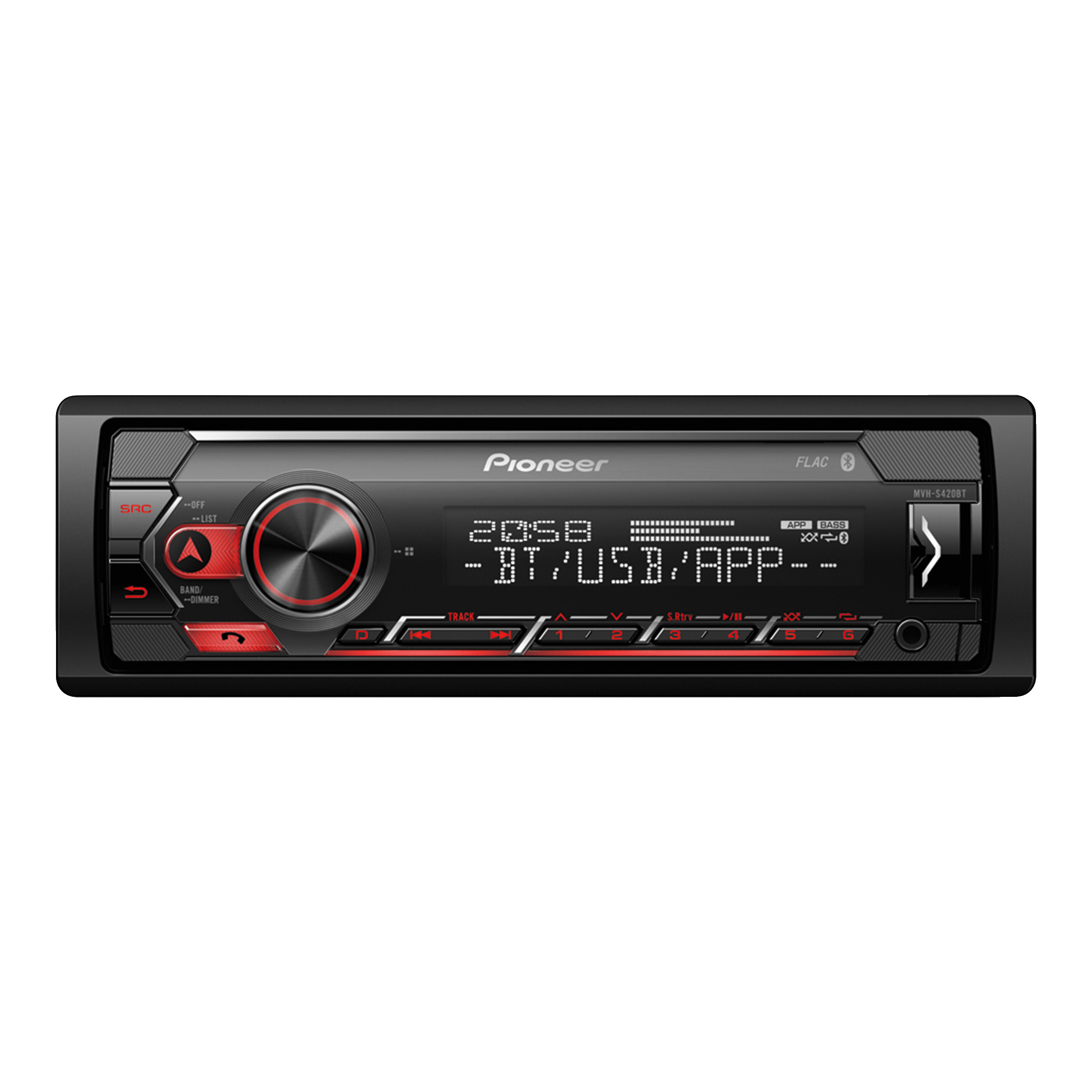 Bilstereo 4x50 W Pioneer, MVH-S420BTPioneer | MVH-S420BT (64)1 1 299.-Bluetooth, USB och SpotifyKompatibel med Android/Iphone13-bands grafisk EQ