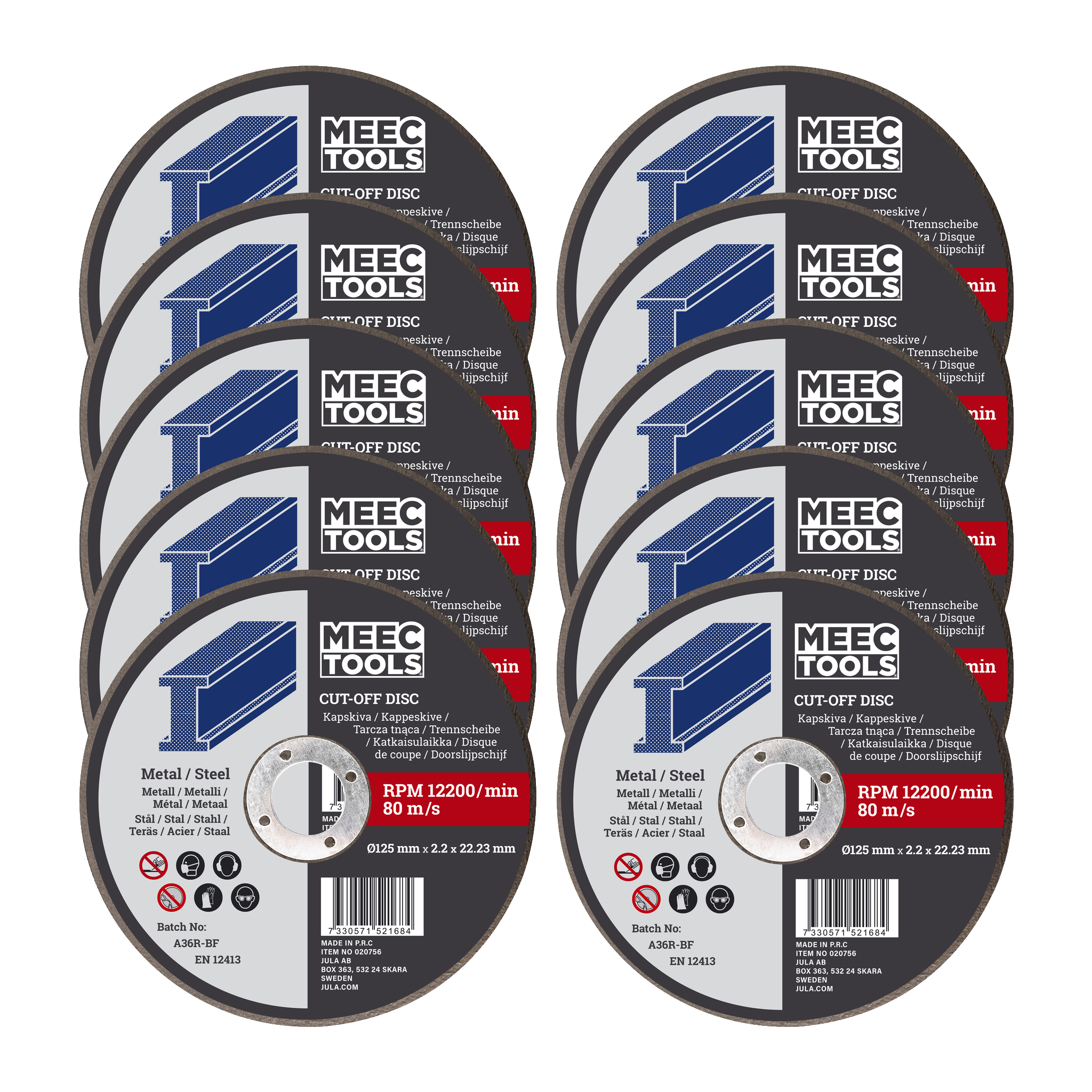Bästsäljare!Kapskivor 10-pk Ø125 mm Meec Tools (207)99,9990För stål och metallStorpack med tio kapskivorFör vinkelslipar