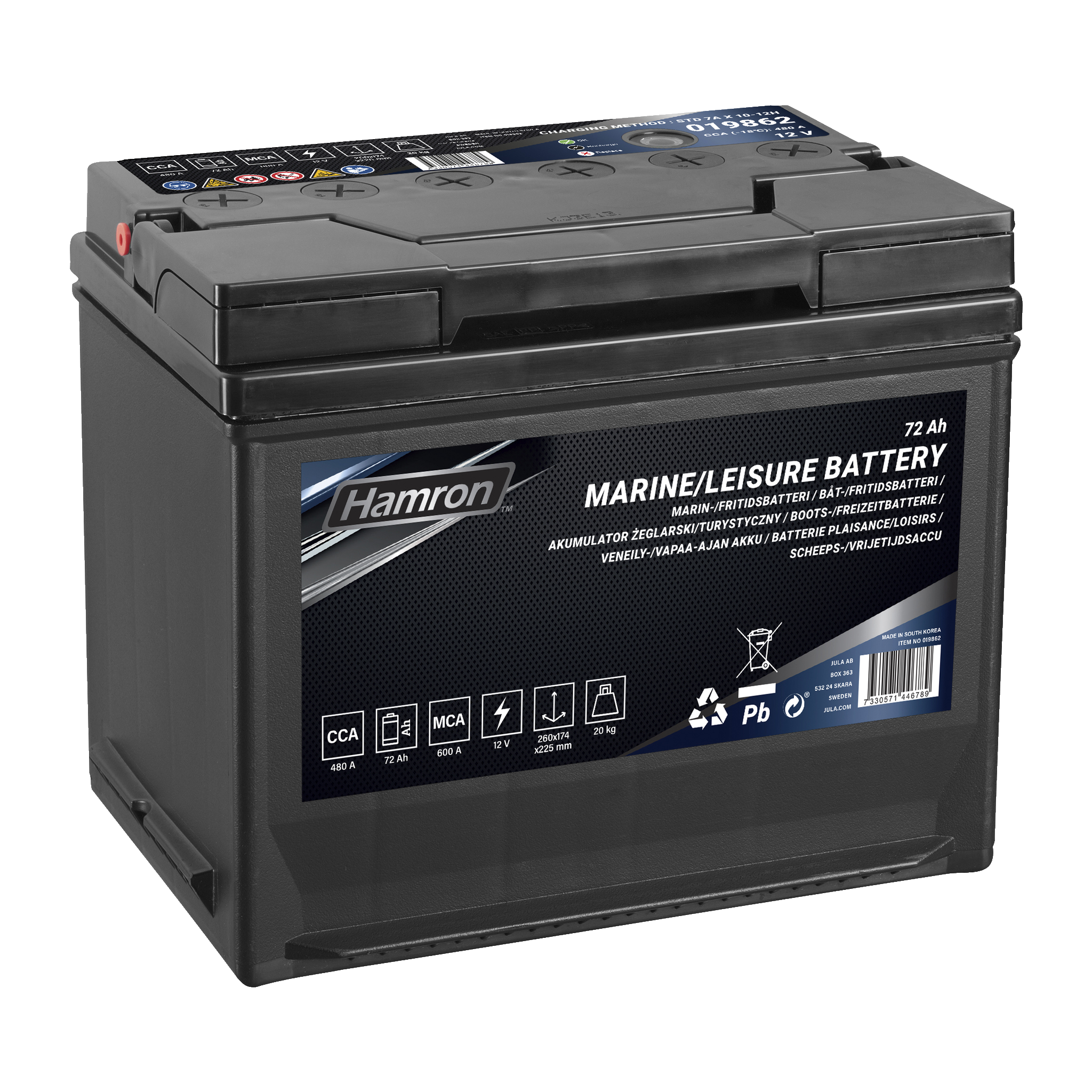 Marin-/fritidsbatteri 72 Ah
