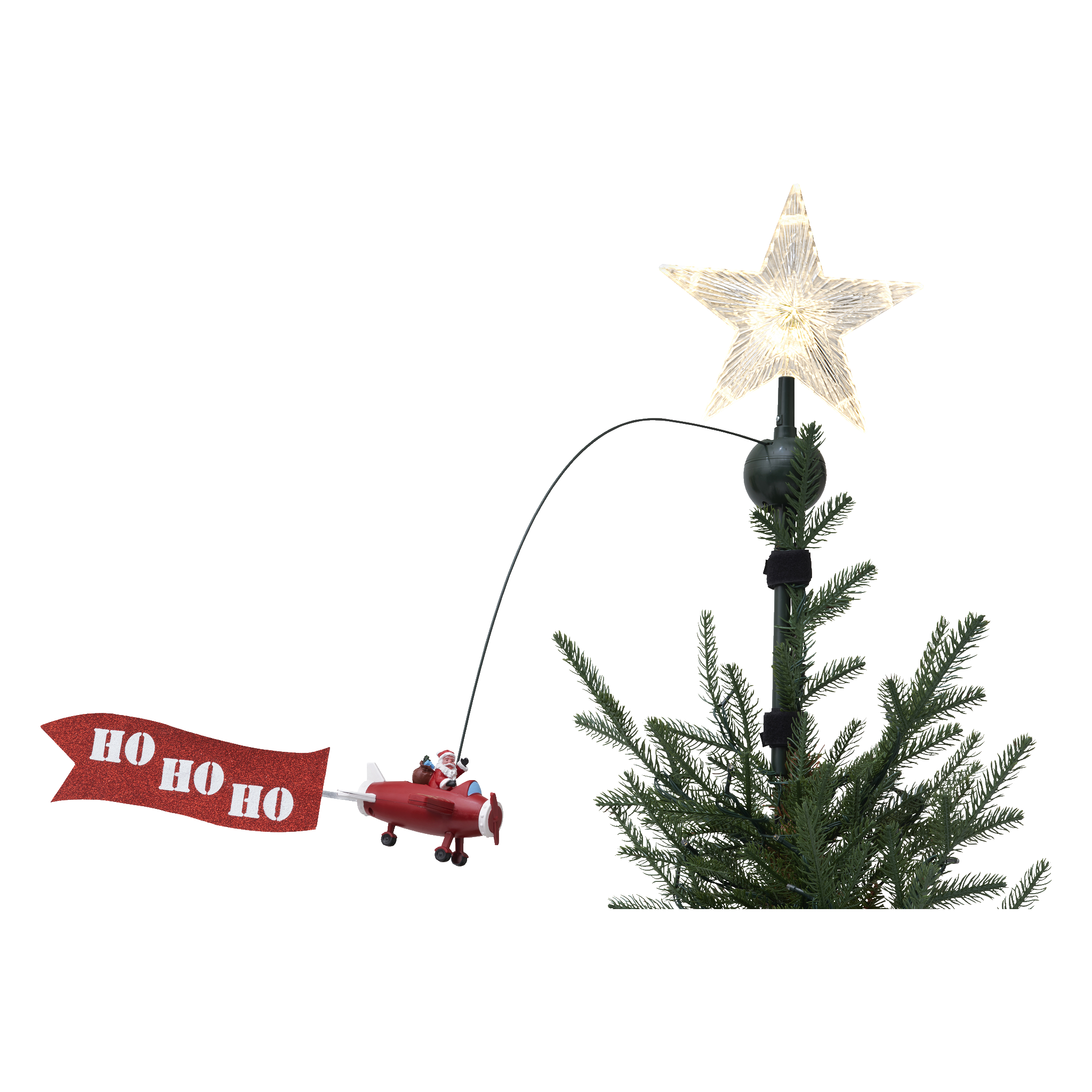 Julgransstjärna med flygande tomte 51 cm