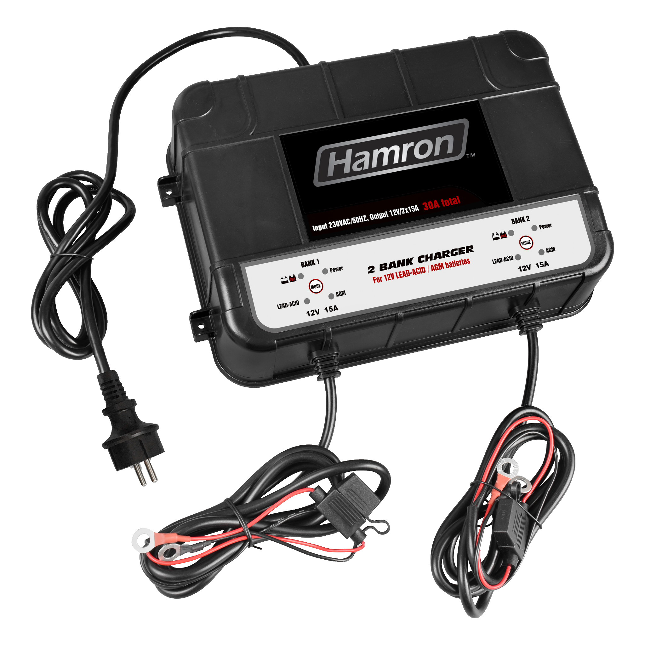 Batteriladdare 12 V 2x15 A