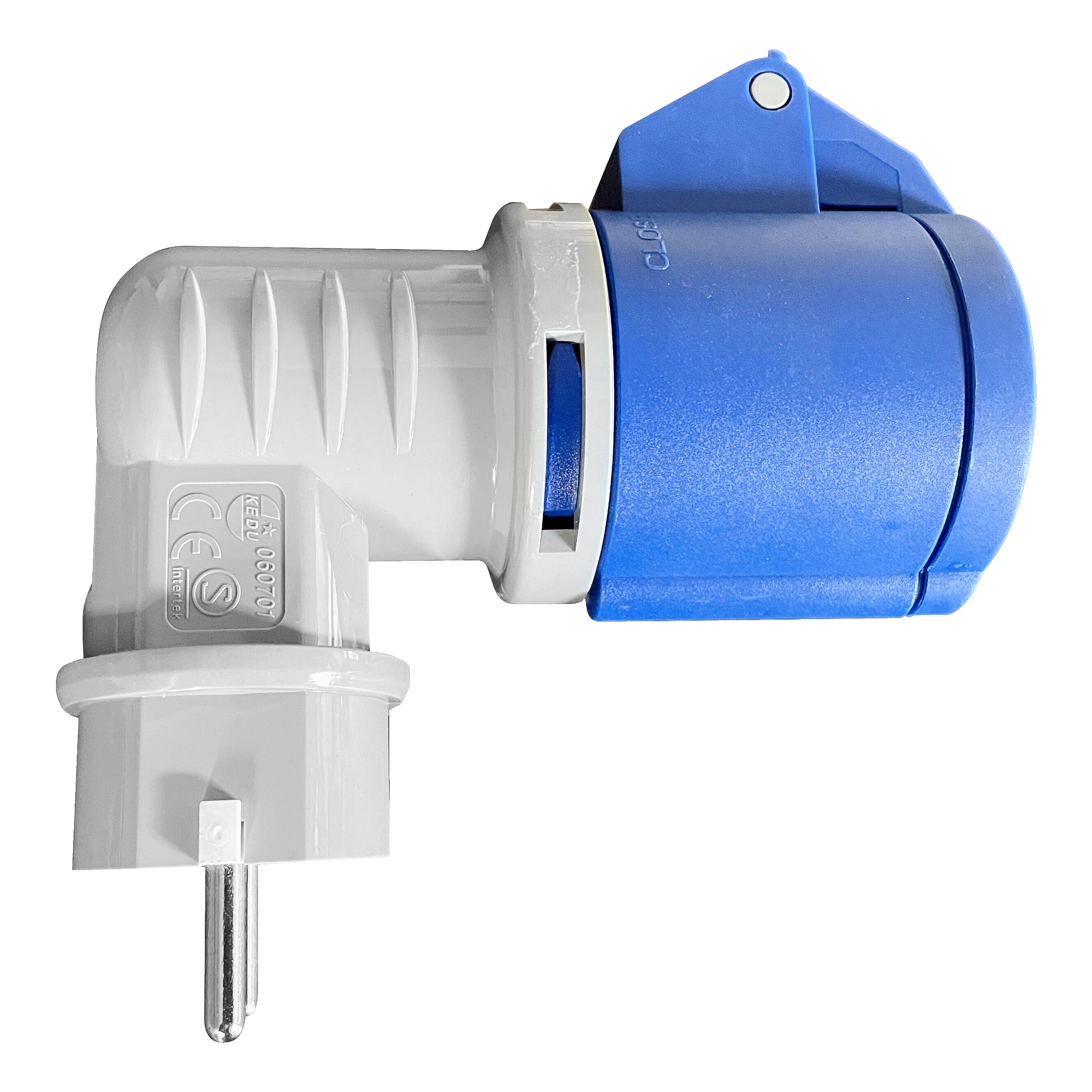 Adapter CEE IP44 230 V Anslut (23)179.-2-poligt CEE-uttagSjälvstängande lockGodkänd för utomhusbruk