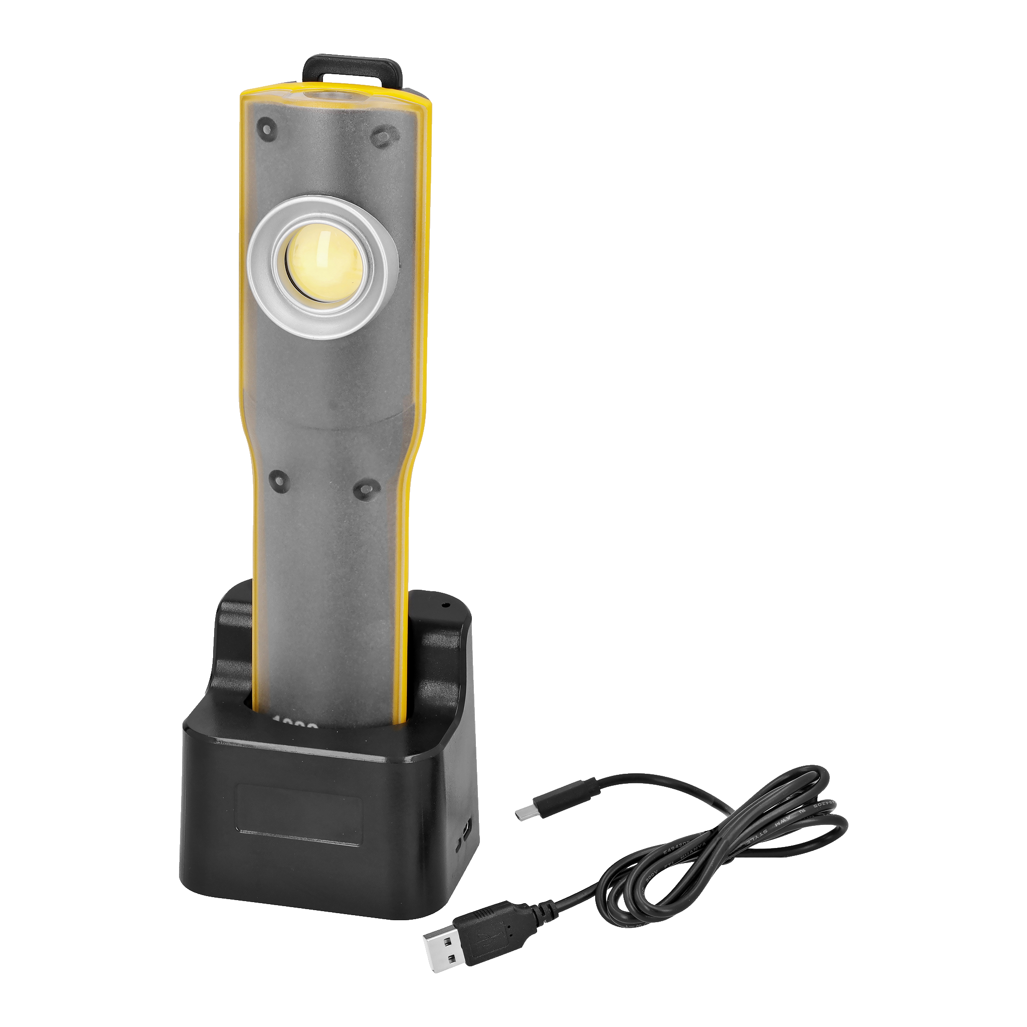 Laddbar arbetslampa LED 1300 lm 6500 K / 10 W IP54 Anslut (207)499.-Två ljuskällor – fyra ljuslägenNödbelysningsfunktionMagnetfäste och krok