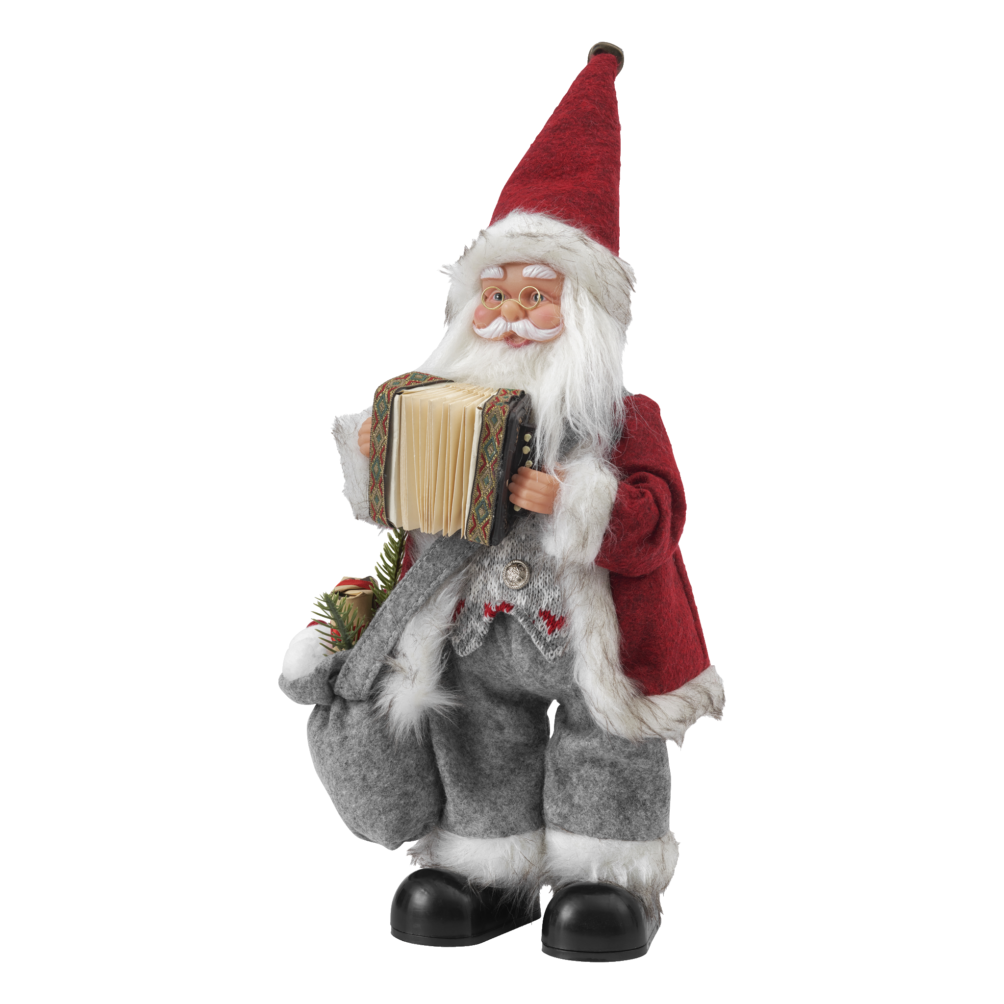 Dragspelande tomte med musik 35 cm