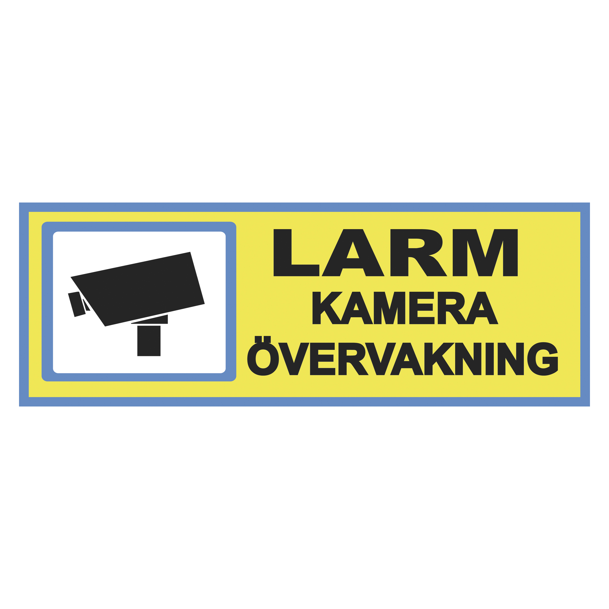 Varningsskylt 297x105 mm Dekalstajling (1)179.-Text: "Larm kameraövervakning"Tillverkad av plast