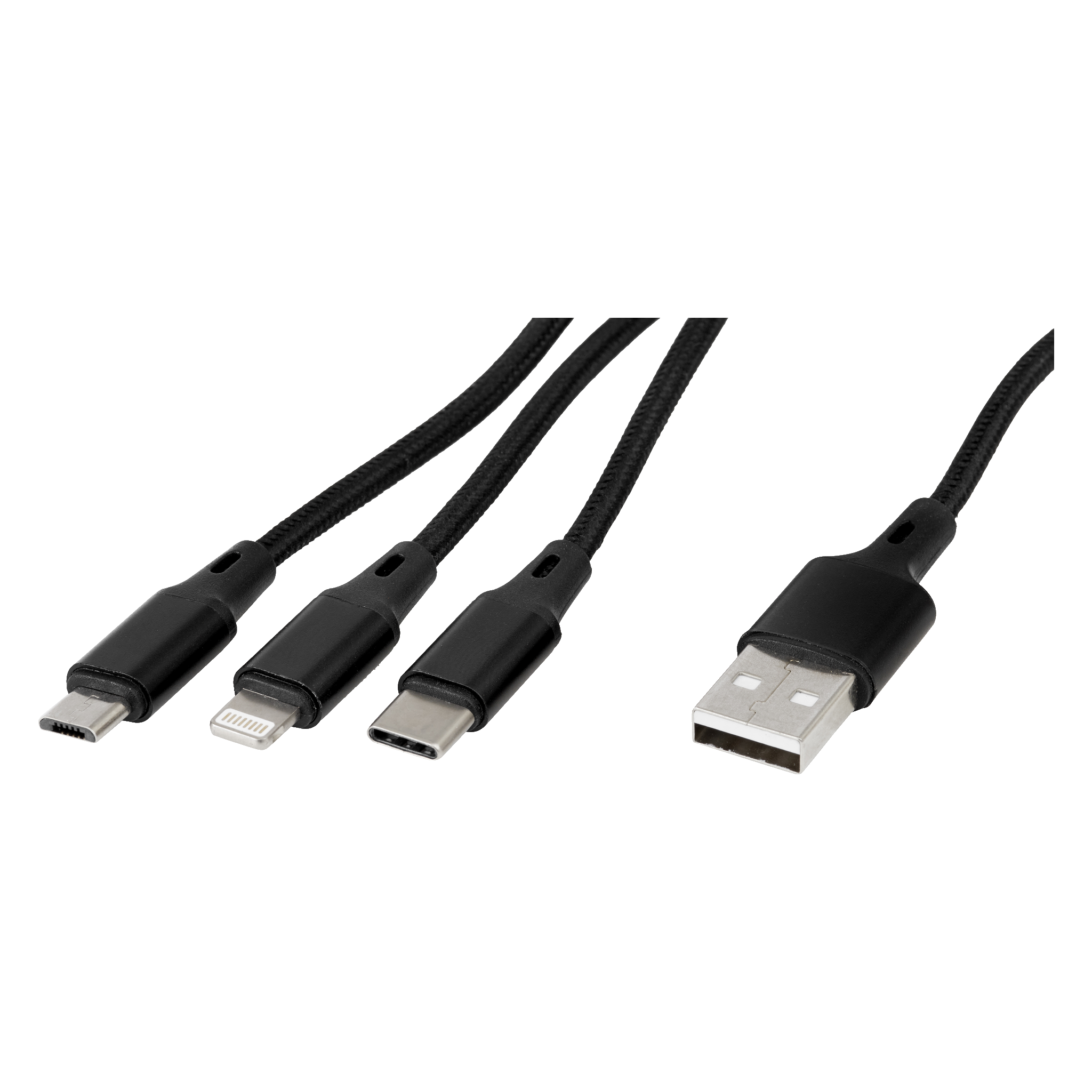 Laddkabel 3-i-1 USB-C/Micro/Lightning 1 m 12 W 5V/2,4A