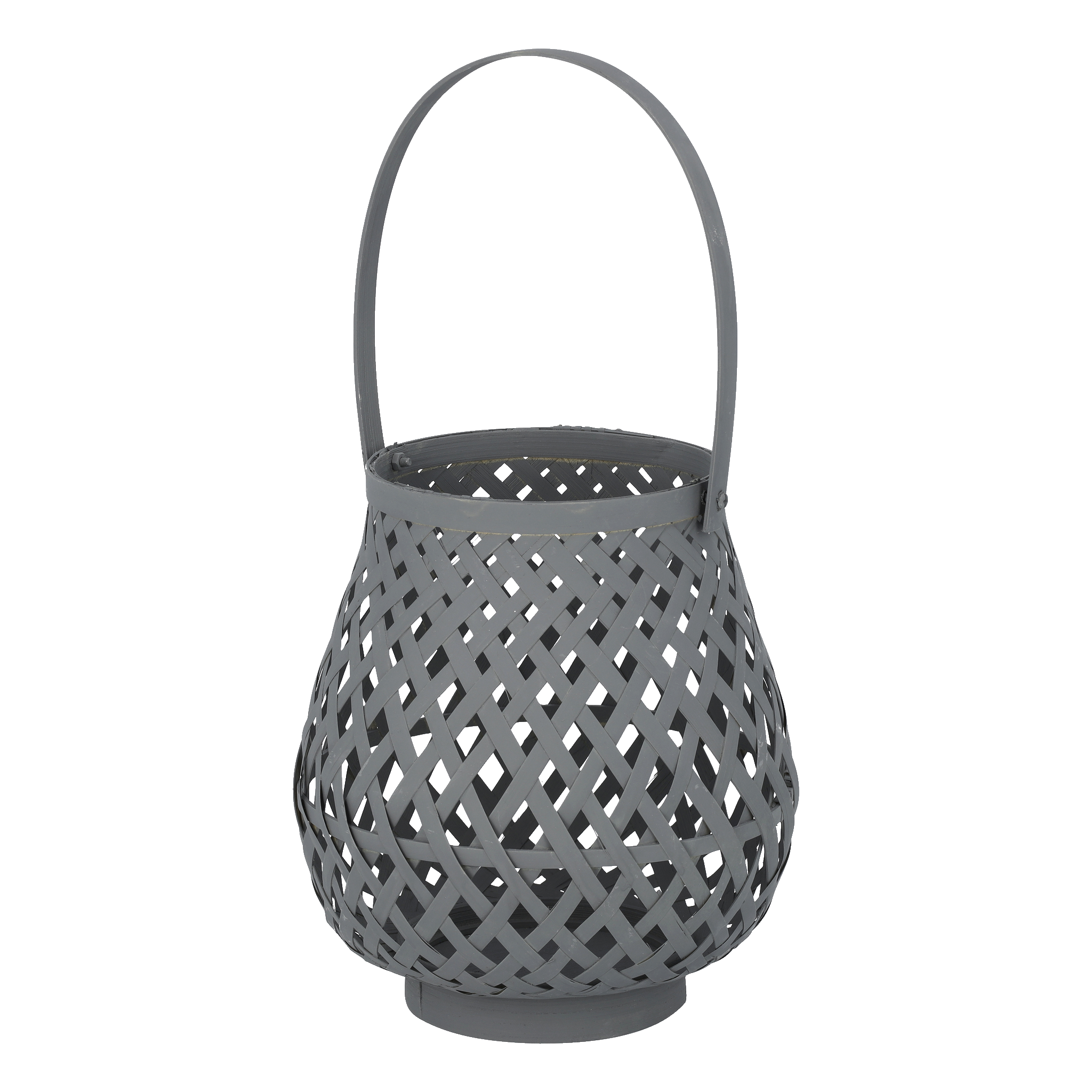 Grå lyslykt av bambus 18xØ16 cm