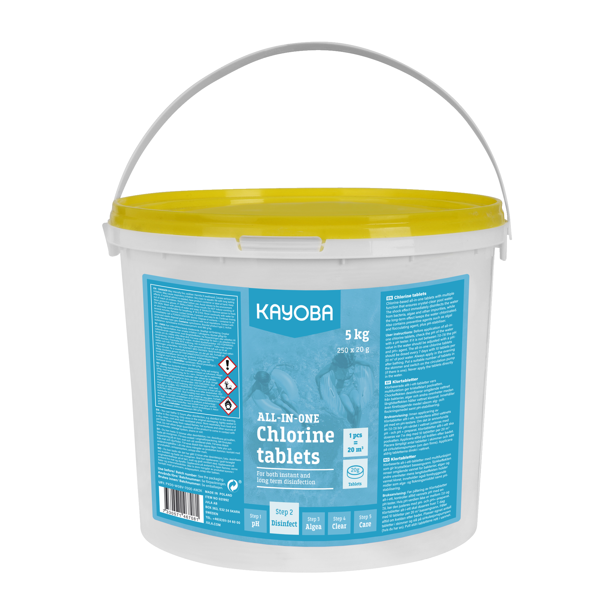 Multiklor för pool 5 kg Kayoba (43)549.-VeckoklorSnabb- och långtidsverkandeTablettform