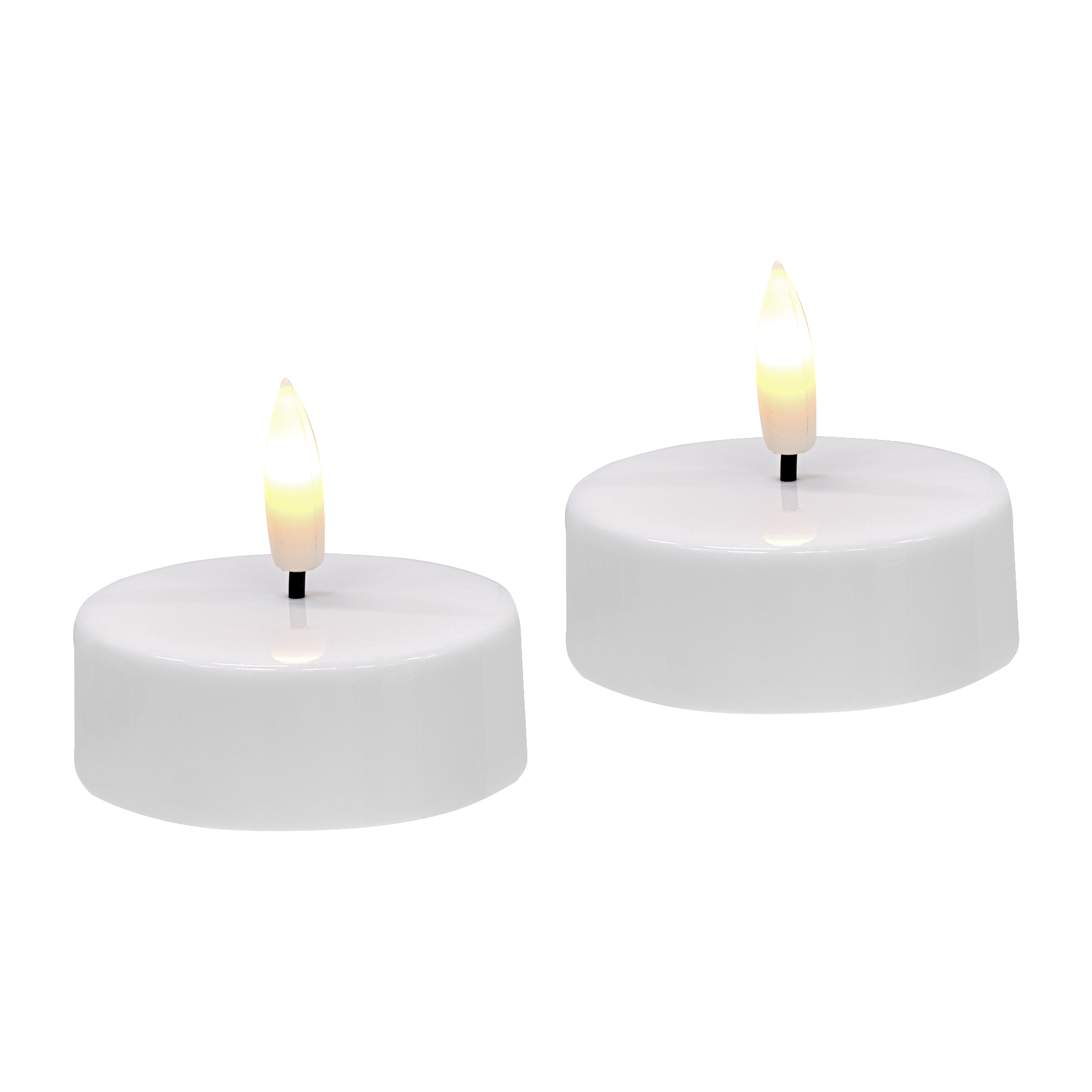 Stora värmeljus med flammande låga LED 2-pk Ø6 cm