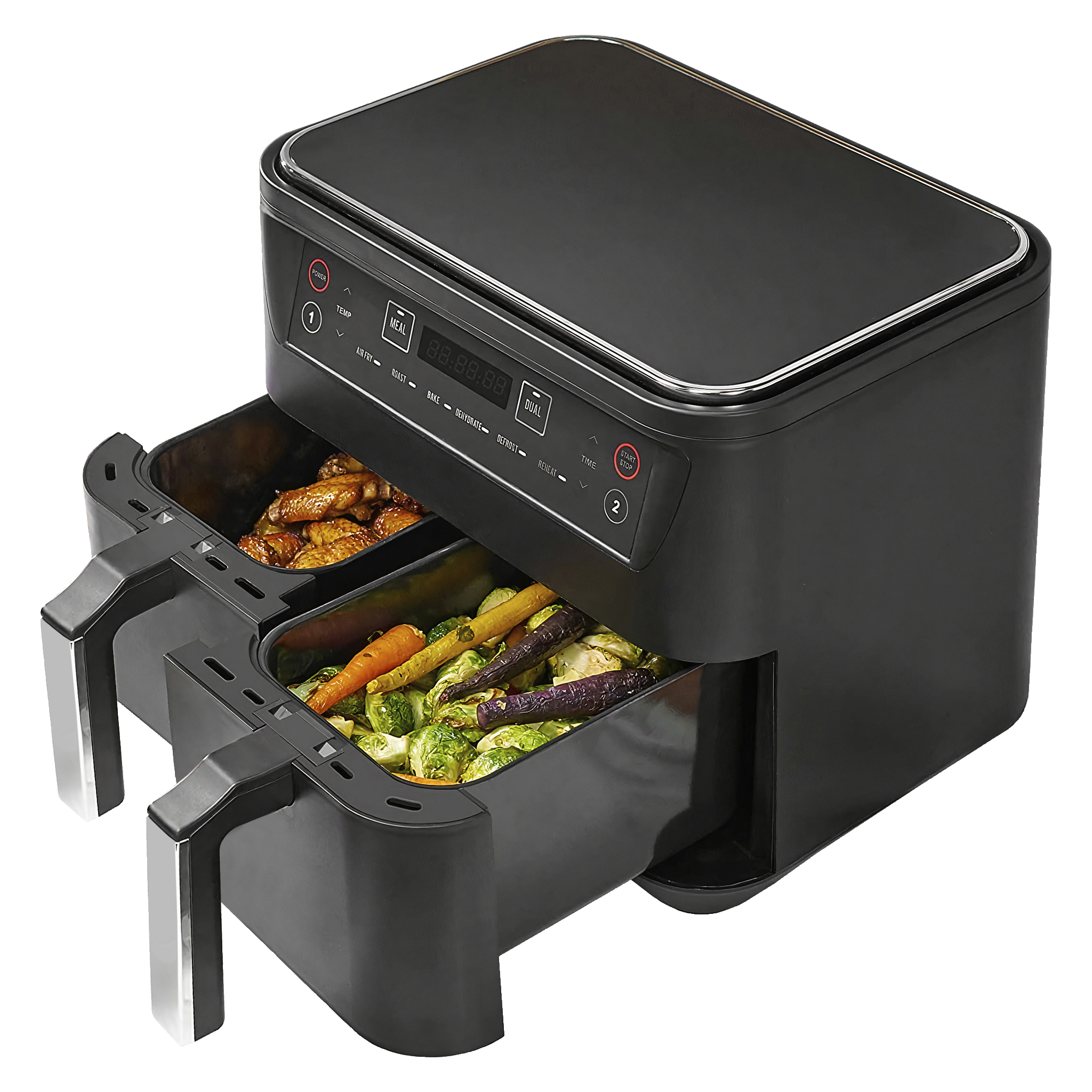 Varmluftsfritös med dubbla korgar 2x4 l 2400 W