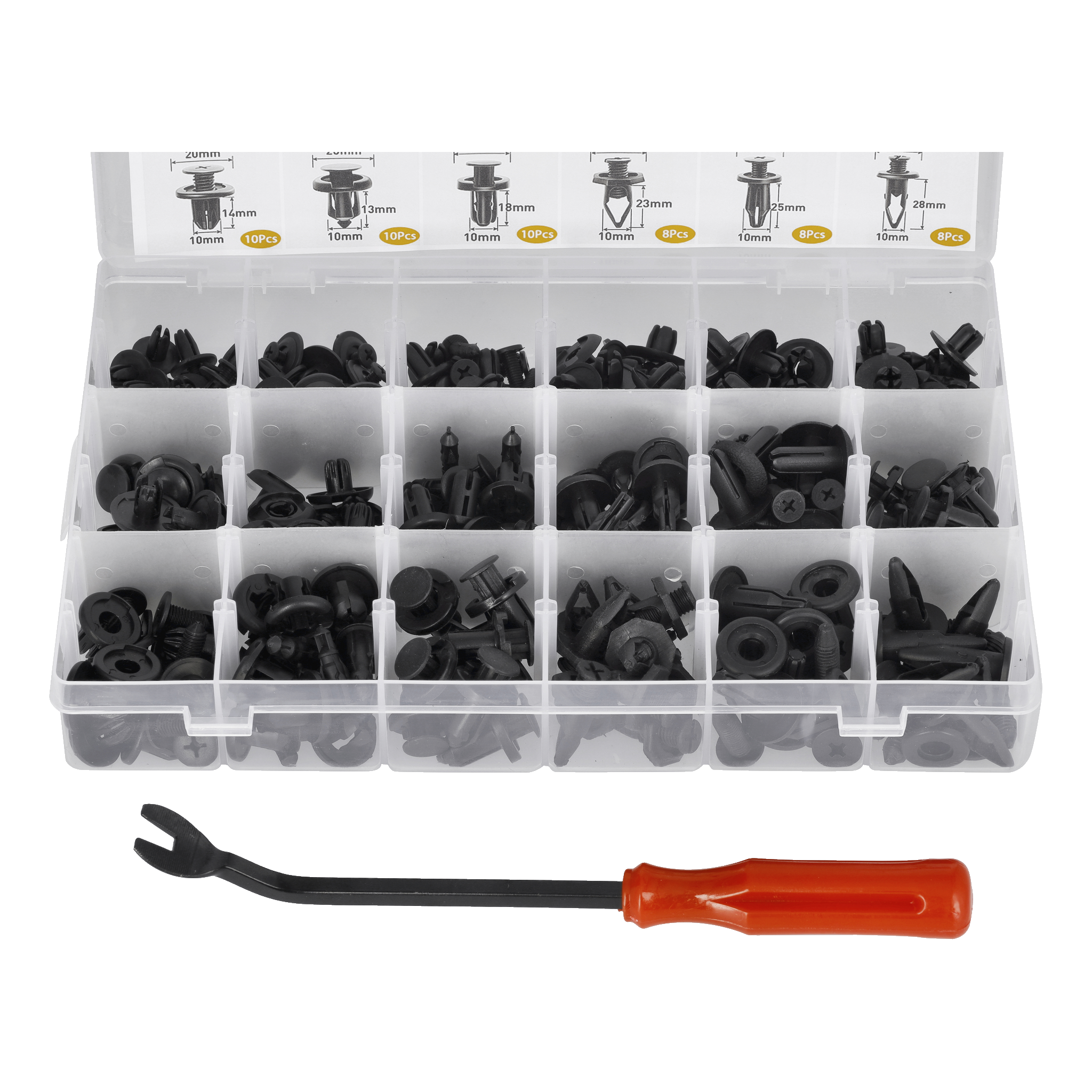 Plastclips för bil 190 delar