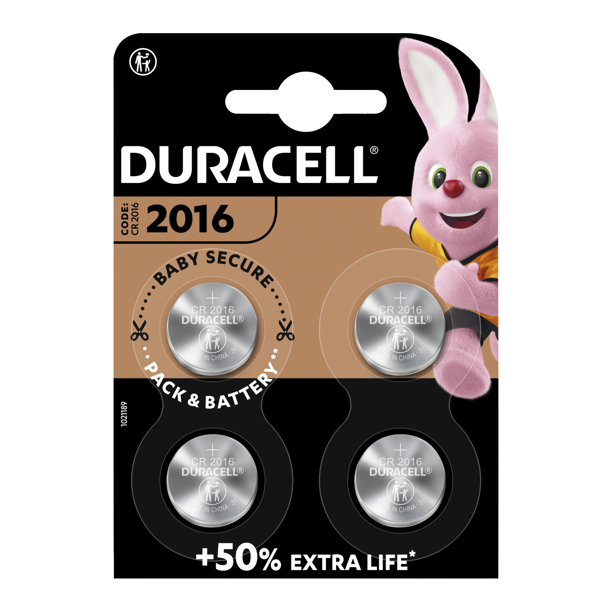 Knappecellebatterier CR2016 4-pk