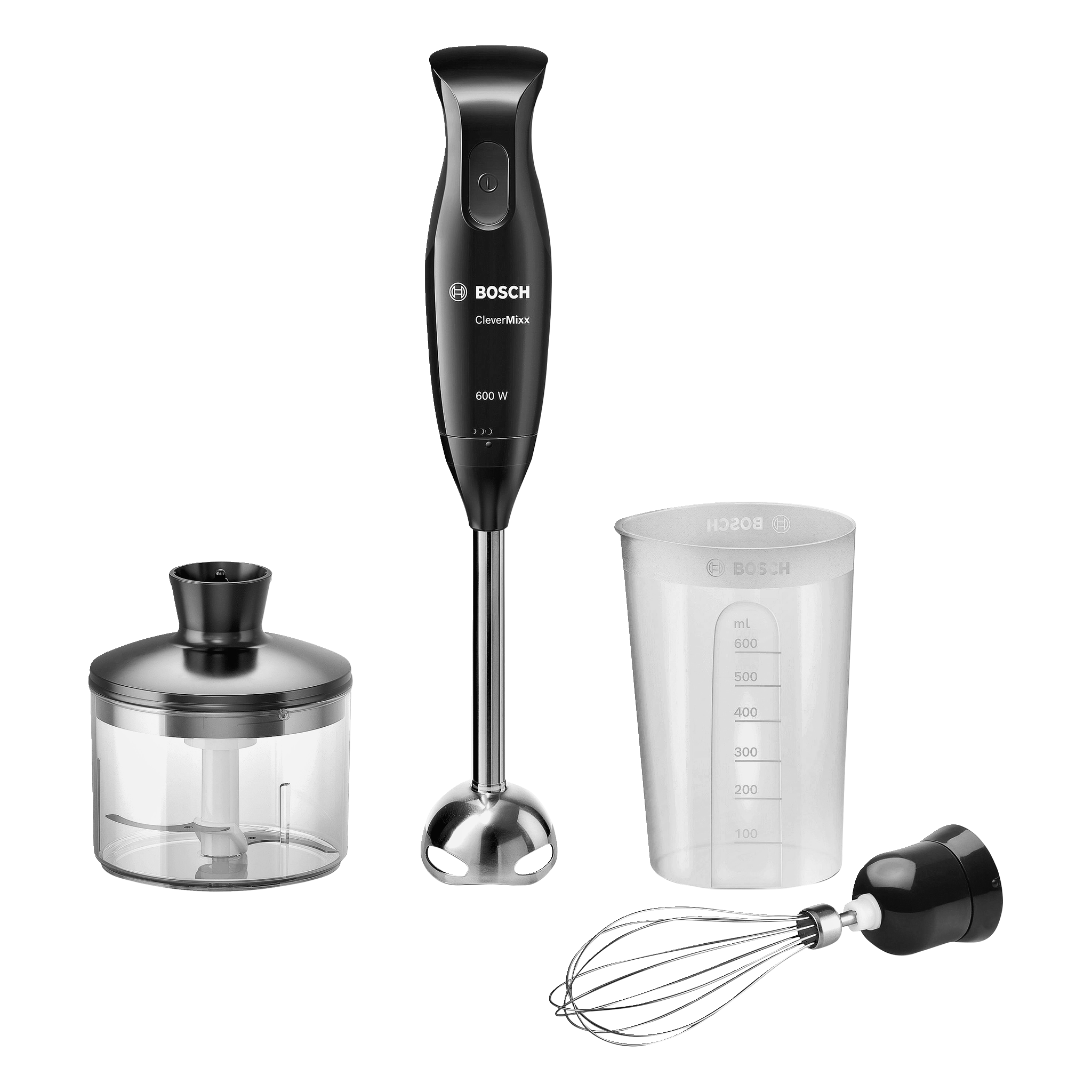 Stavmixer 600 W Bosch Home, CleverMixx MSM2650BBosch Home | CleverMixx MSM2650B (23)599.-Ballongvisp och minihackMixerbägare med lockErgonomisk och med låg vikt