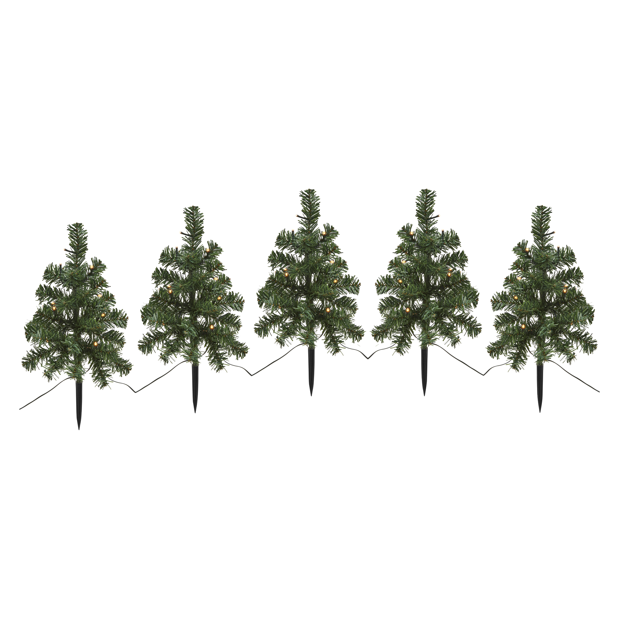 Batteridriven dekorationsbelysning med julgranar LED 5-pk 45 cm IP44