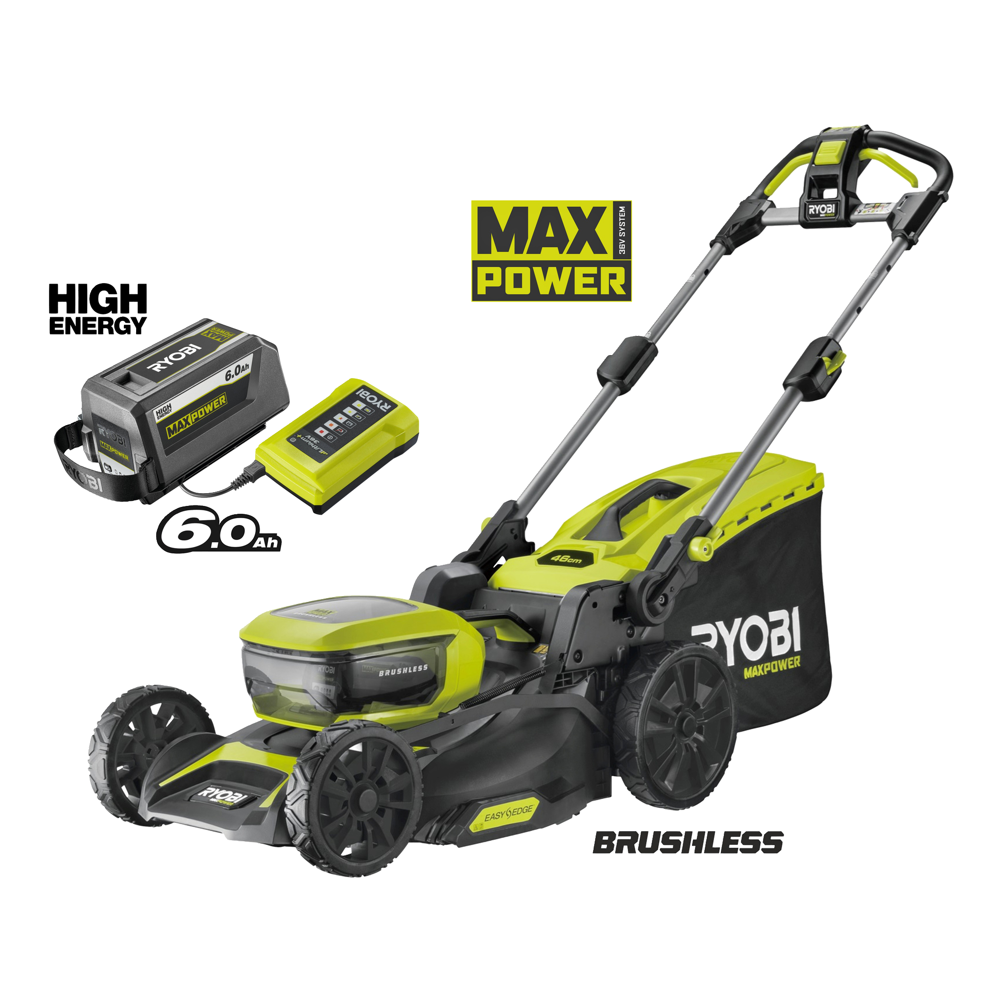 Batteridriven gräsklippare 46 cm 36 V 6,0 Ah