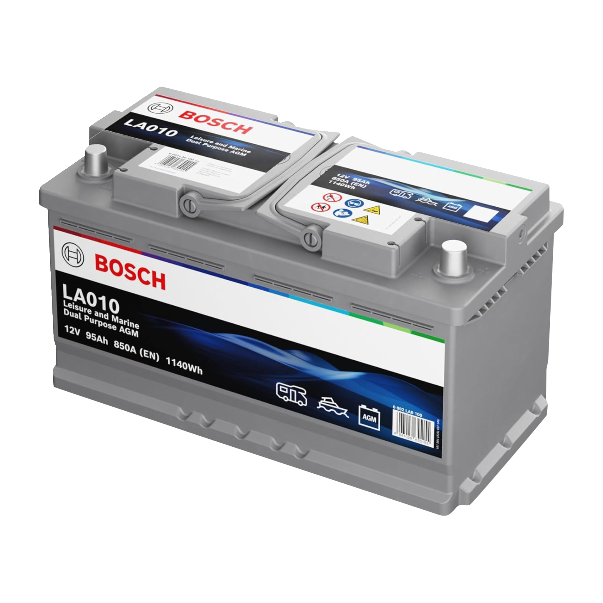 Fritidsbatteri AGM 95 Ah Bosch, LA010Bosch | LA010 3 3 499.-För bilar och fritidsfordonUnderhållsfrittEnkelt att installera