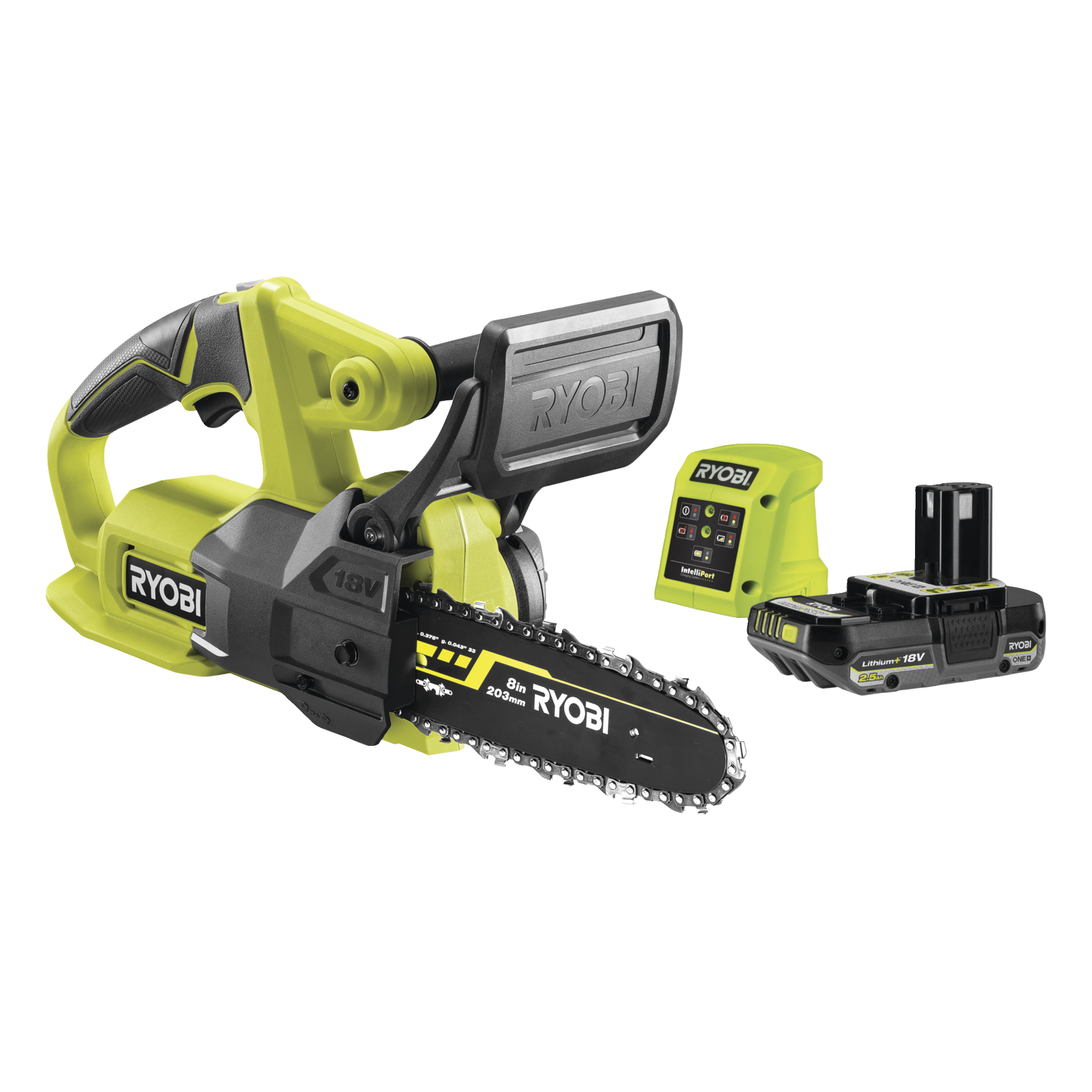 Batteridrevet motorsag 18 V 2,5 Ah 8"/20 cm