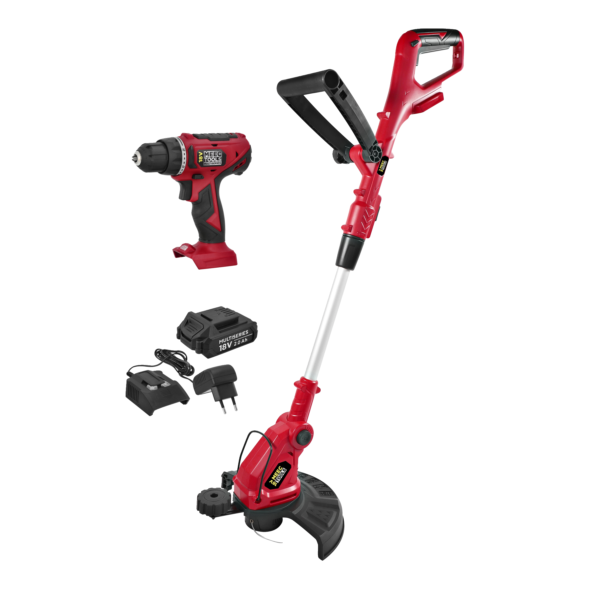 Grästrimmer + skruvdragare Kit 4 delar 18 V 2,0 Ah