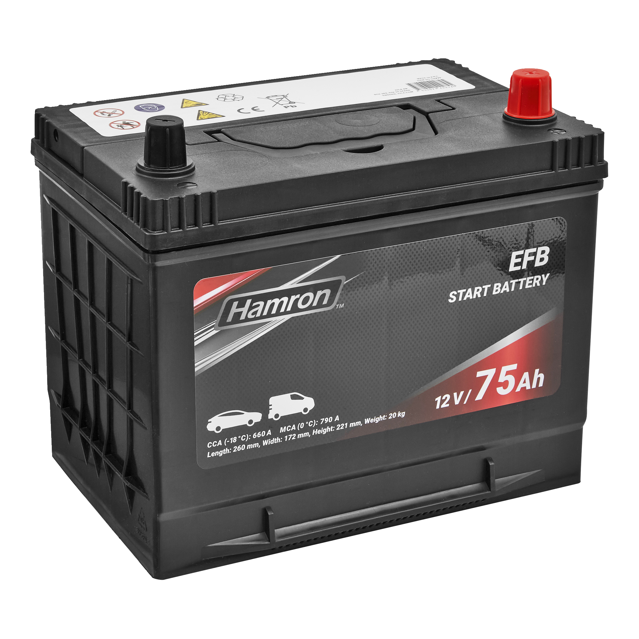 Bilbatteri EFB 75 Ah