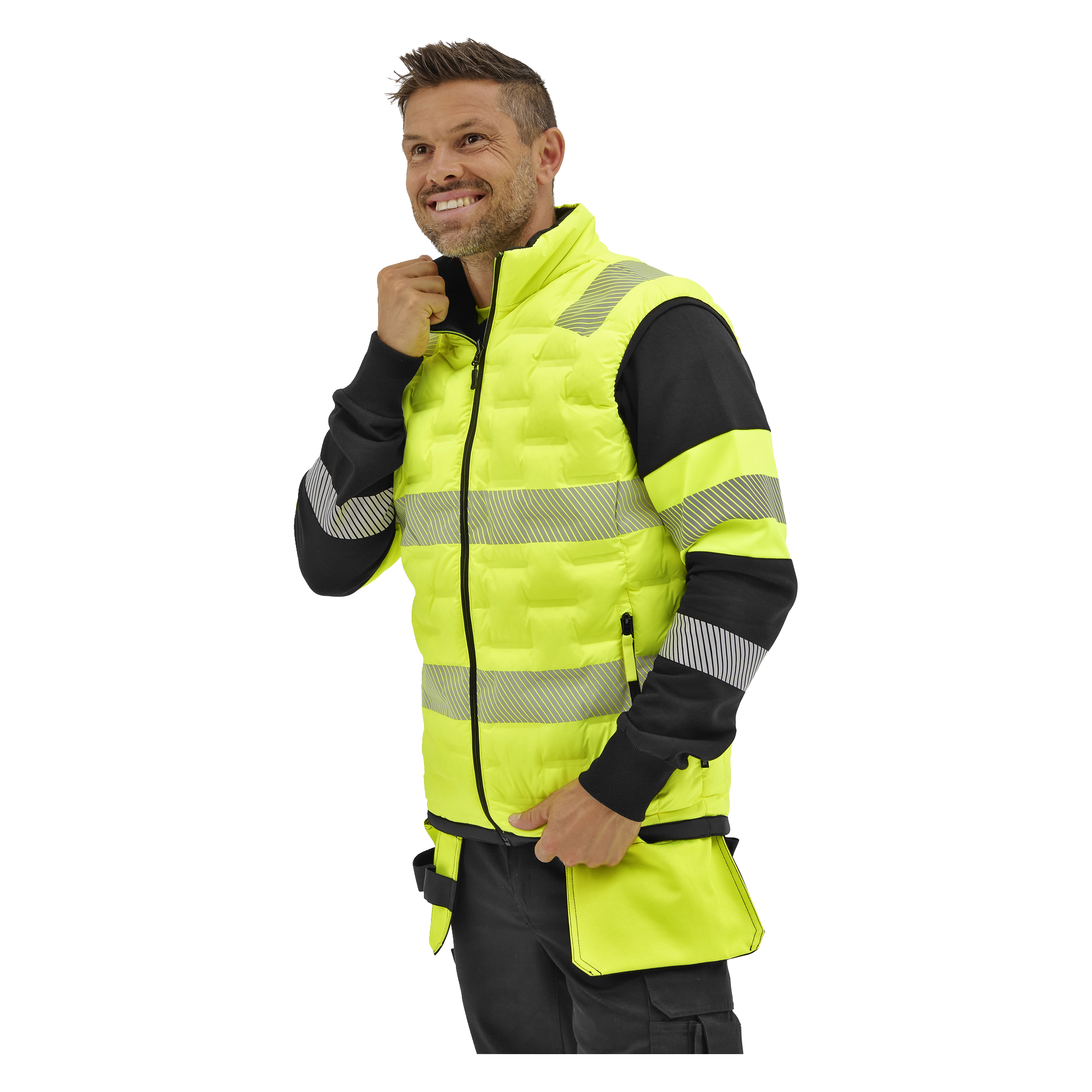 Vendbar, varmfôret vest med høy synlighet XXXL