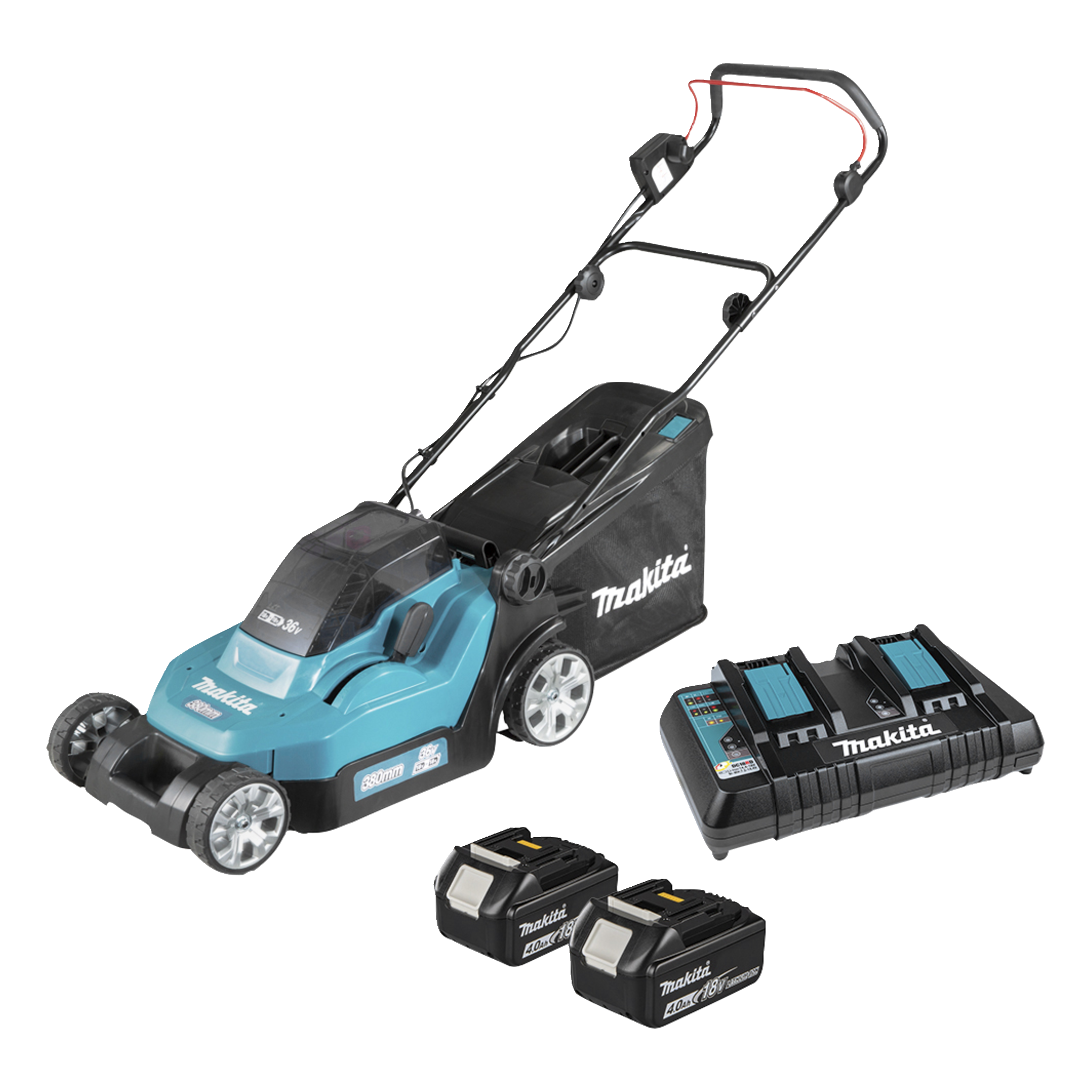 Batteridriven gräsklippare 18+18 V 4,0 Ah 38 cm