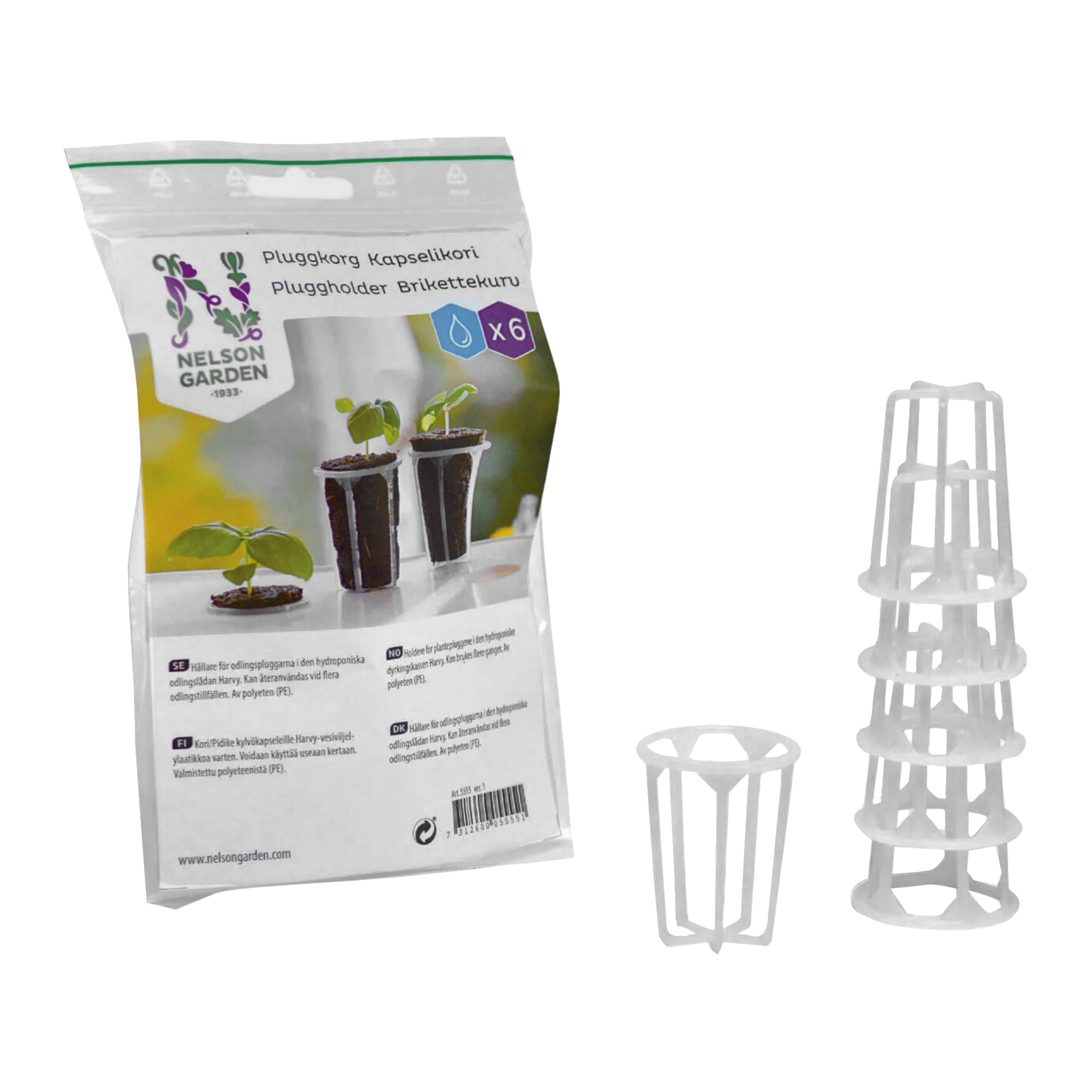 Pluggkurv for hydroponisk dyrking 6-pk