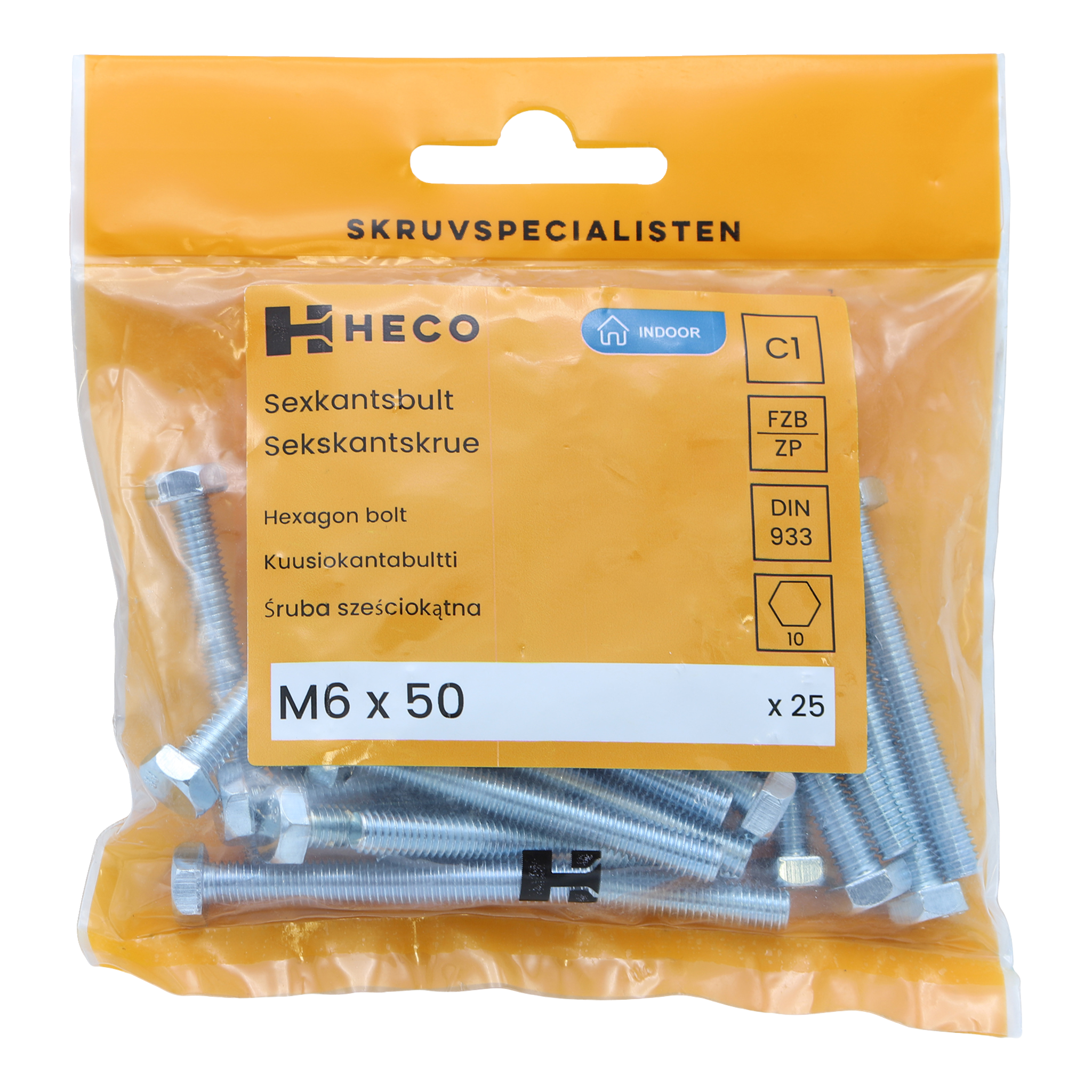 Bultar 25-pk M6x50 mm