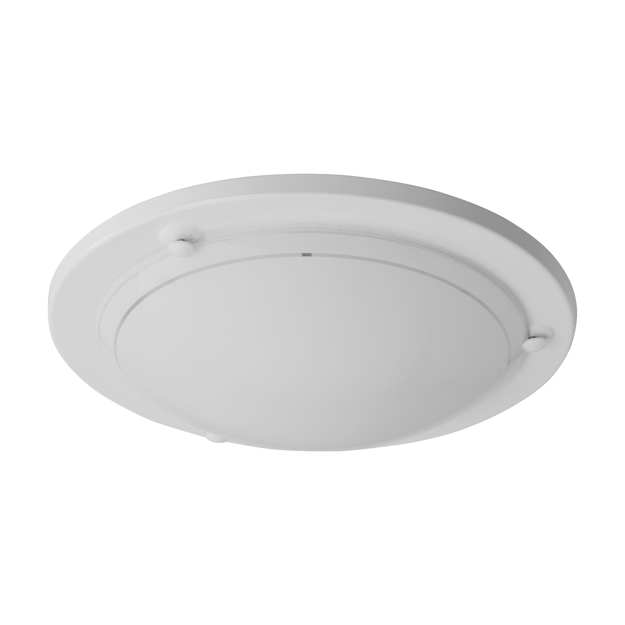 Plafond Ø28,5 cm E27 Anslut (154)149.-Vit metallramMatt lampglas