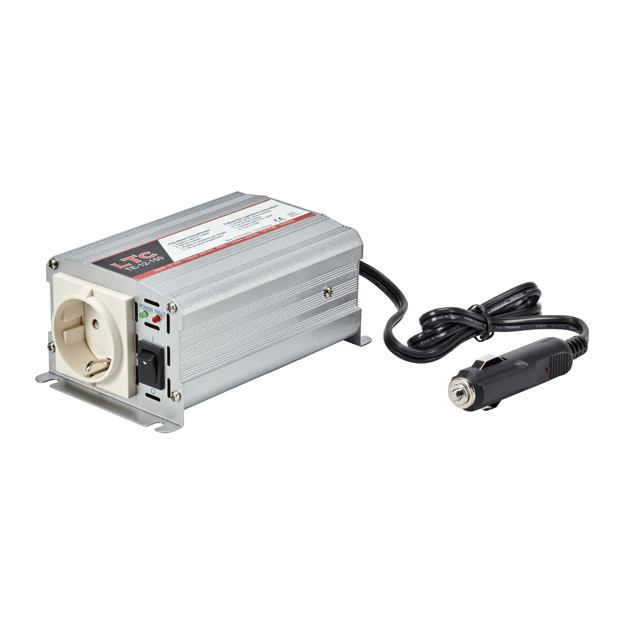 Spänningsomvandlare 12/230 V 150 W LTC, 12-150LTC | 12-150 (41)799.-Omvandlar 12 V till 230 VAnsluts till 12 V-uttagÖverspänningsskyddad