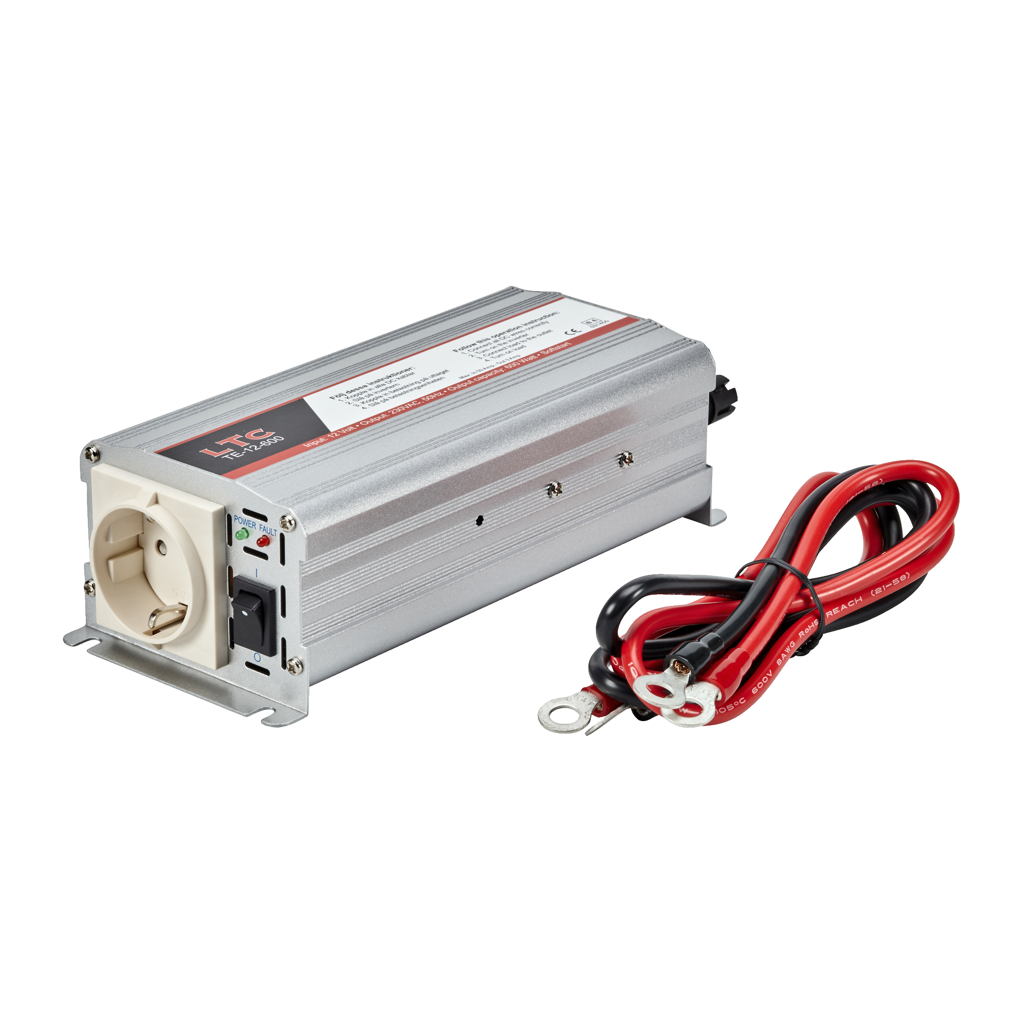 Spänningsomvandlare 12/230 V 600 W LTC, 12-600LTC | 12-600 (42)1 1 299.-Omvandlar 12 V till 230 VAnslutningskablar ingårÖverspänningsskyddad