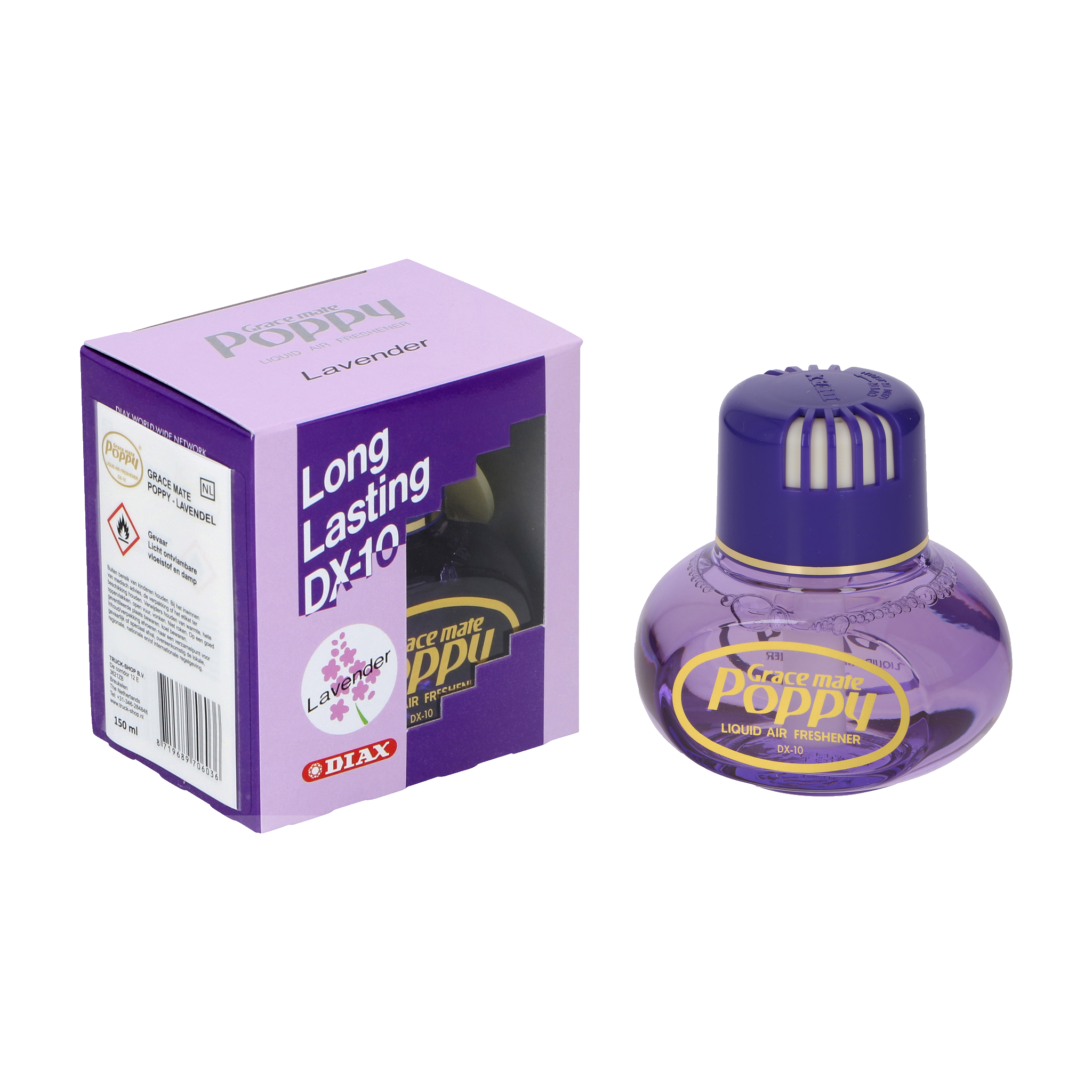 Luftfräschare 150 ml Gracemate, Poppy LavenderGracemate | Poppy Lavender (81)129.-Förbättrar doftenVridkork – justera doftmängdenFör t.ex. bil, lastbil och båt