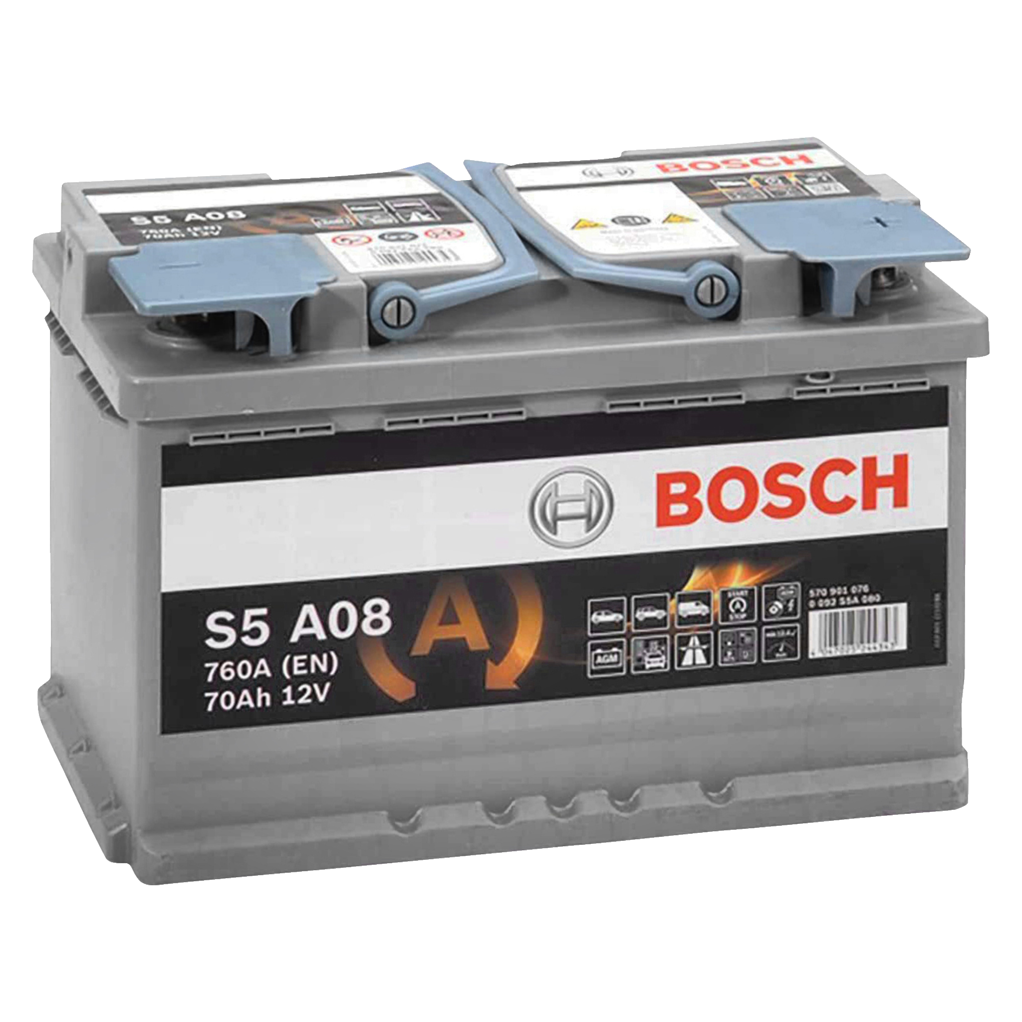Bilbatteri AGM 70 Ah Bosch, S5A08Bosch | S5A08 (7)2 2 499.-Med Start/Stopp-teknikUnderhållsfrittFör moderna bilar