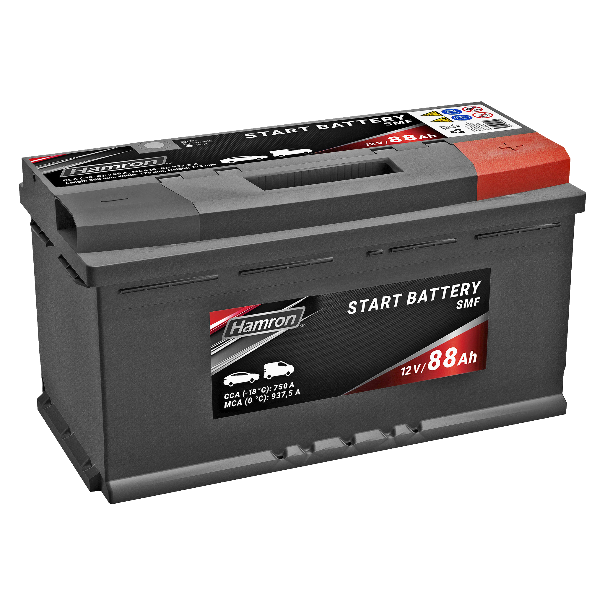 Bilbatteri 88 Ah Hamron (1)1 1 299.-Kalcium-kalcium-teknologiUnderhållsfrittBärhandtag
