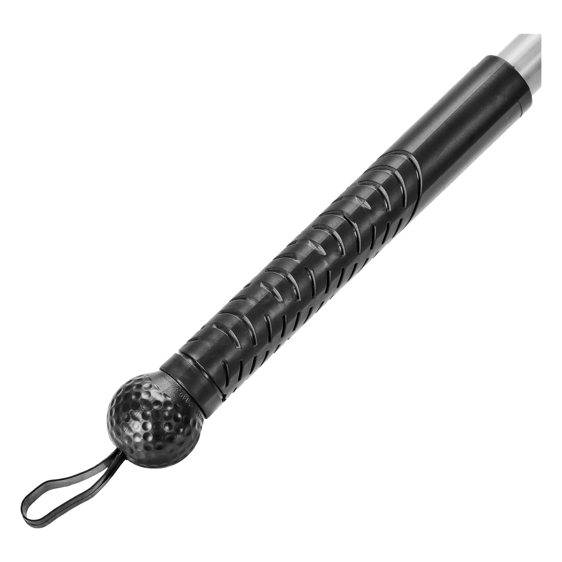 Närbild av Hard Head Utility-gaffeln som visar dess svarta texturerade grepphandtag, ett rundat huvud format som en golfboll och en integrerad ögla i änden.