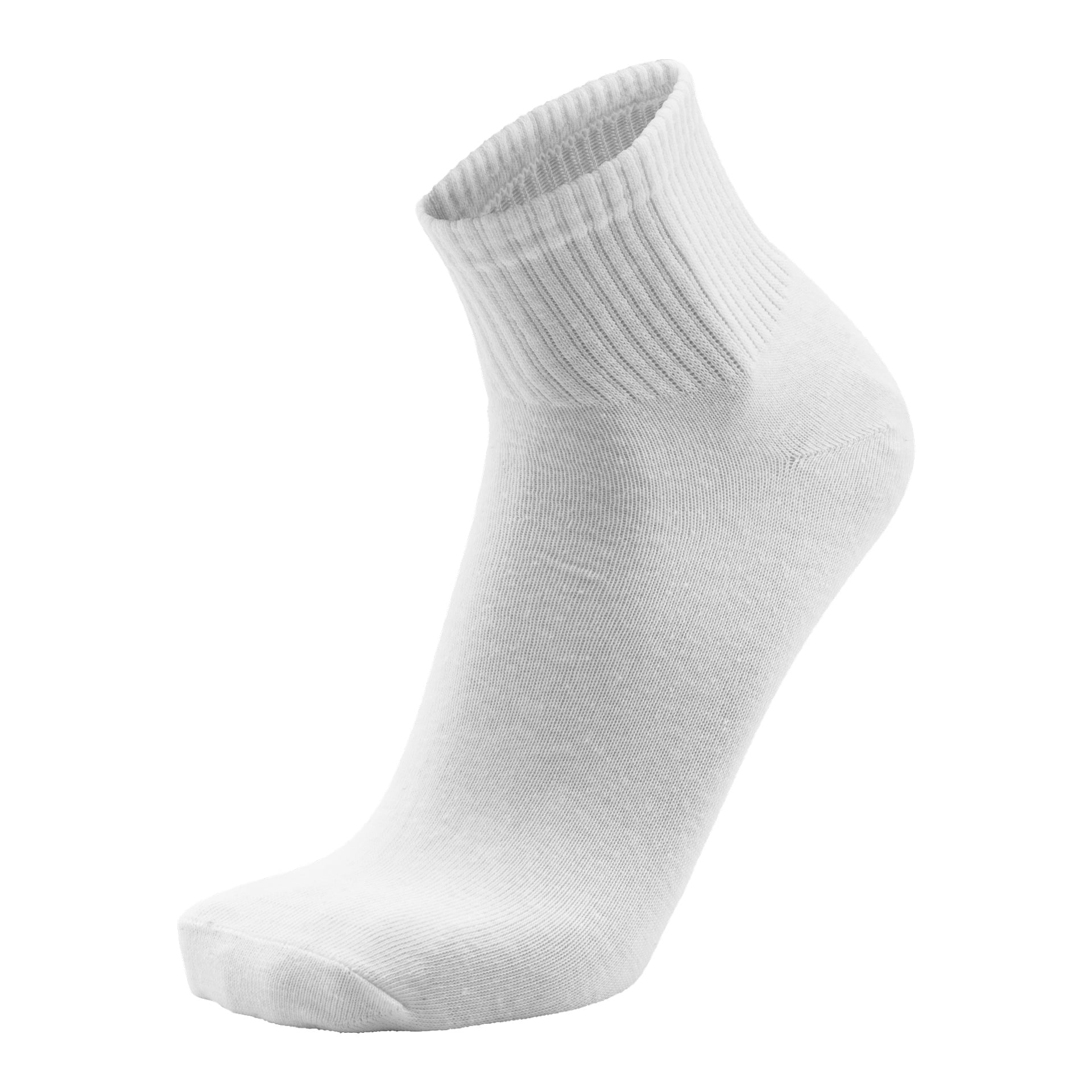En enkel vit fotledsstrumpa från Bluewears "Socks 3 pairs"-set visas upprätt, med en resåbräck och slät tyg längs fot och vrist.