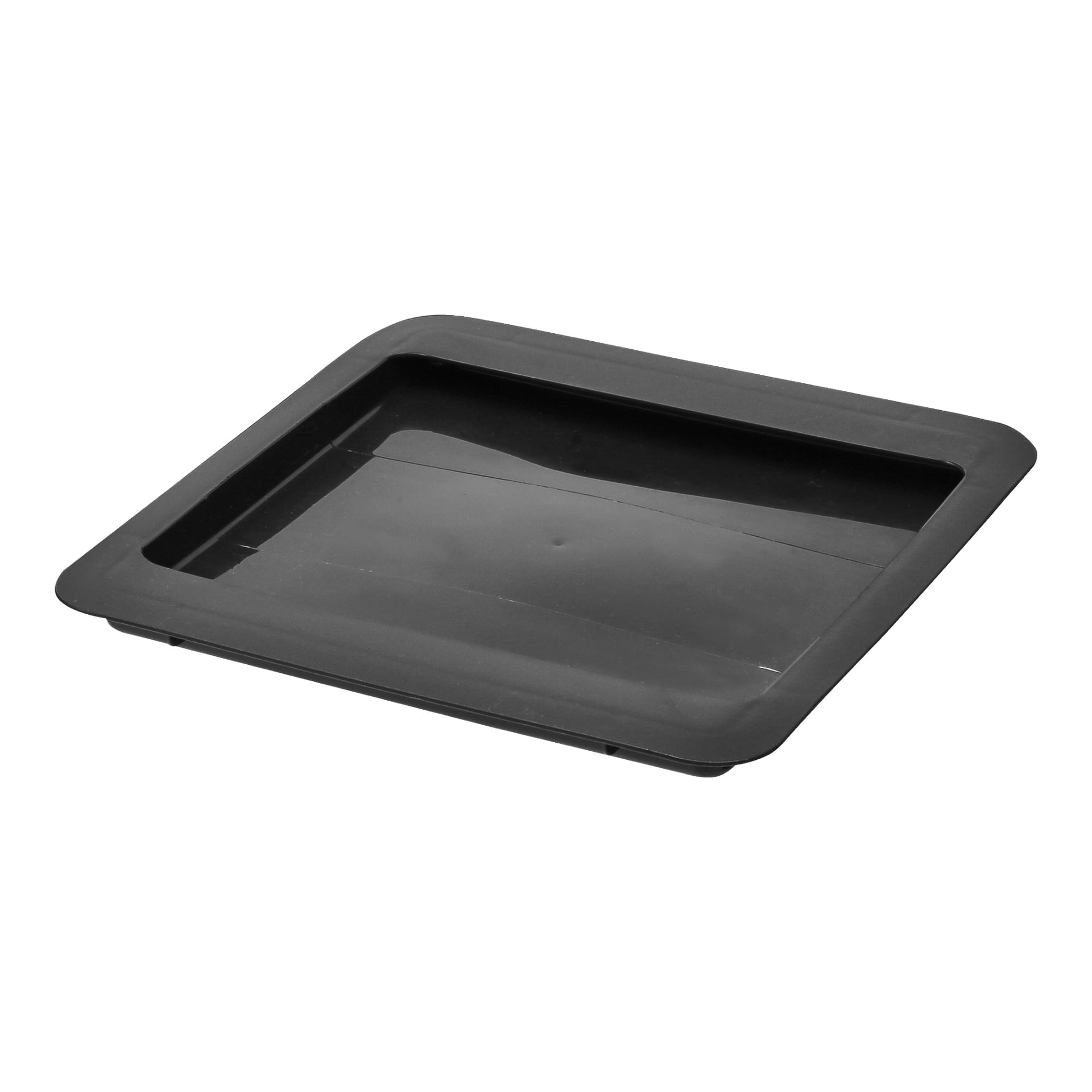 En svart, fyrkantig plaståtervinningskärva från Hard Head med subtilt upphöjda kanter. Behållaren är tom och avsedd för förvaring eller insamling av återvinningsbara material.