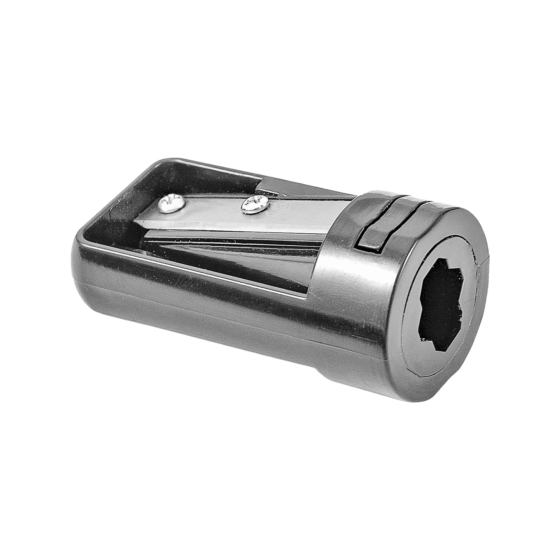Zestaw sześciu ołówków Meec Tools Carpenter's do kamienia, plastik z pojedynczym metalowym ostrzem, wystawiony pod kątem.