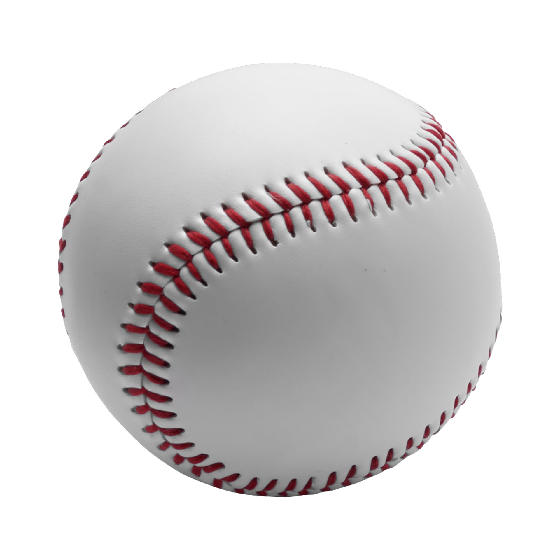 En närbild av Kayoba Baseballträ + boll tvådelat set visar en vit baseboll med röd söm.
