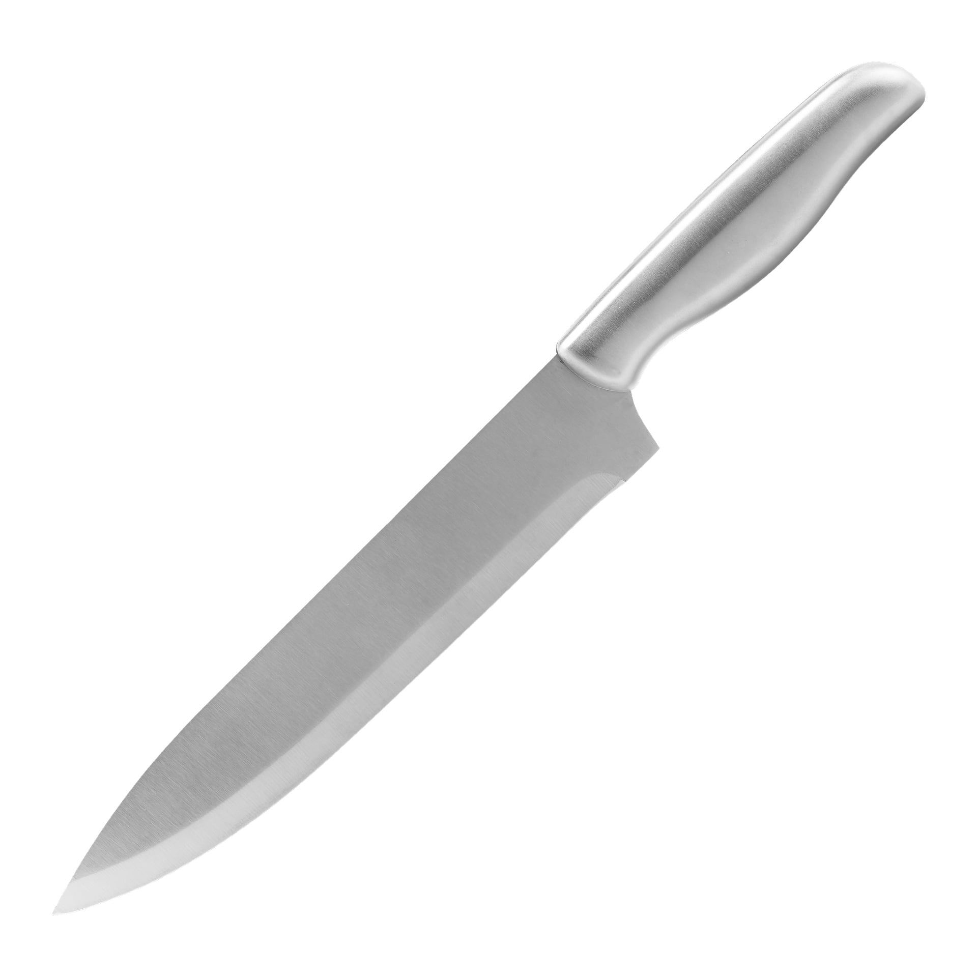 Ett femdelat Set med Menuett Knives + knivblock, som visar rostfria kockknivar med slanka, formade handtag och vassa, spetsiga blad.