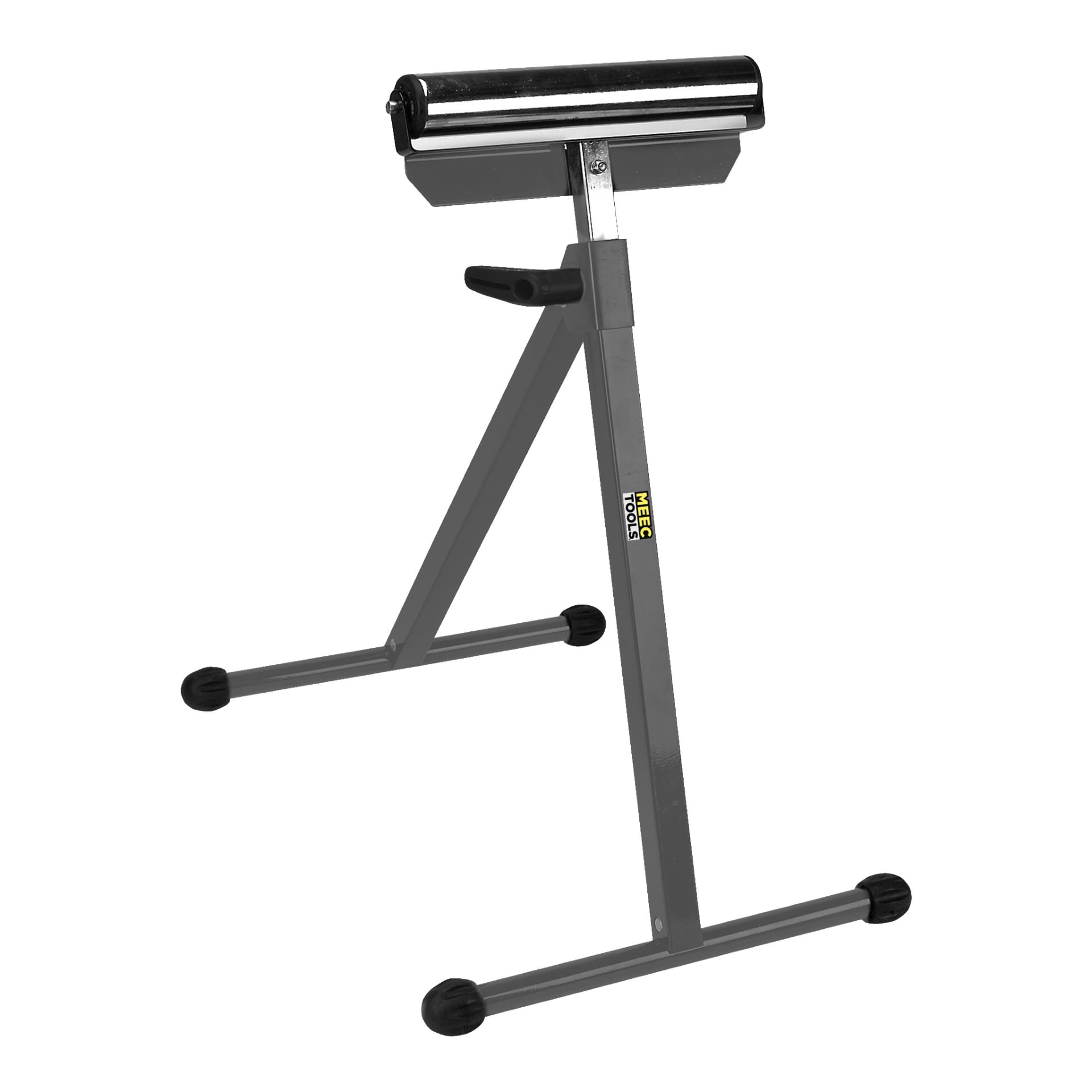 Meec Toolsin korkeutta säädettävä rullateline, jossa on musta rullakansi, harmaa metallirunko ja mustat kumijalat.