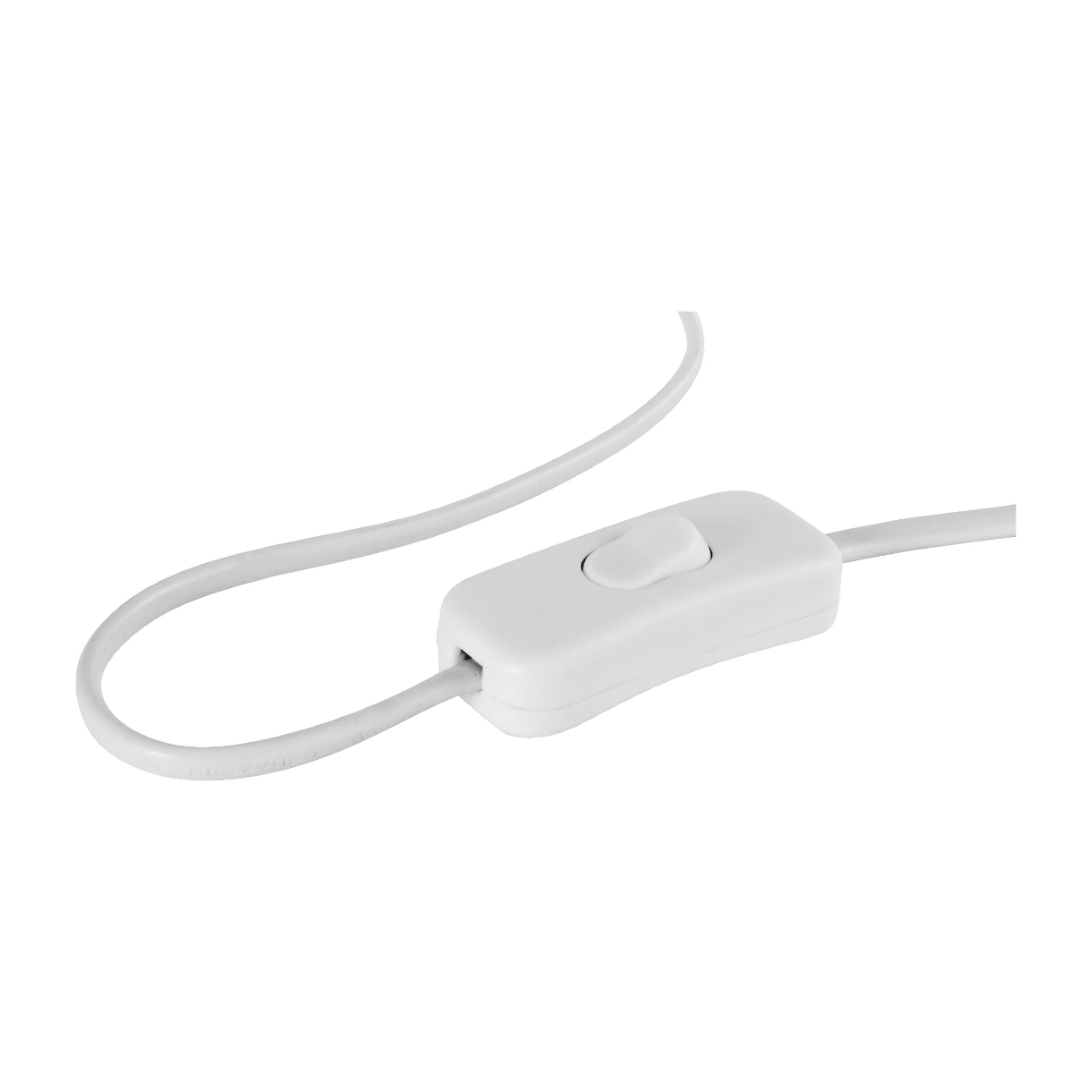 Anslut Clamp -spotlight-LEDille suunniteltu valkoinen sähköjohto sisältää suorakaiteen muotoisen kytkimen liukupainikkeella.