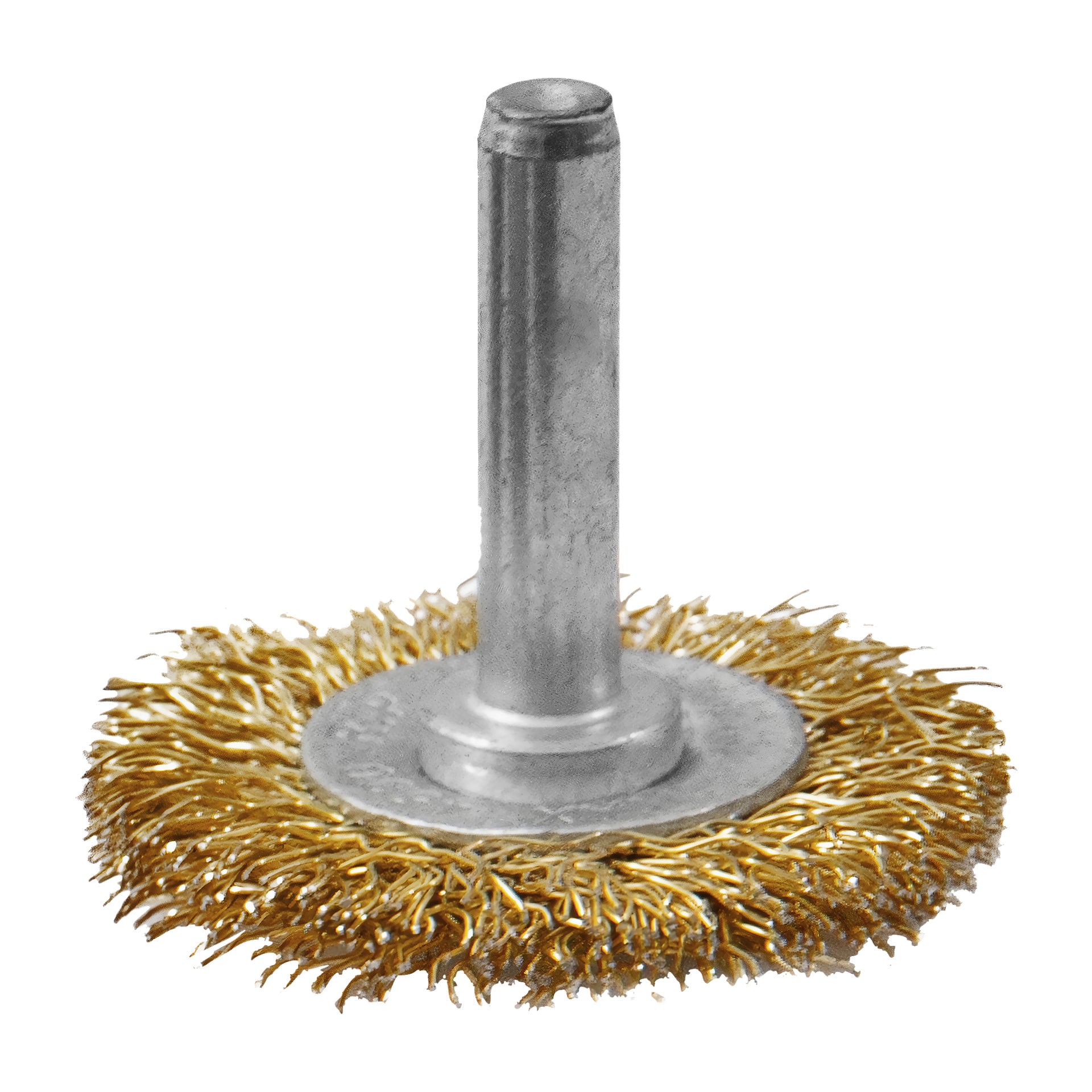 Ett sexdelat Meec Tools stålborstset inkluderar metallborstar med raka centrala axlar och jämnt fördelade cirkulära borst, lämpliga för rengöring, borttagning av gratar eller polering av metall.