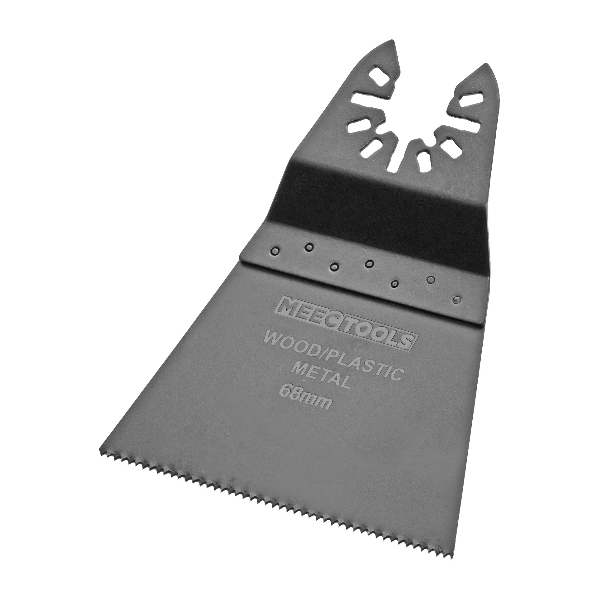 Ett svart sågblad på 68 mm från Meec Tools, lämpligt för att såga genom trä, plast och metall.