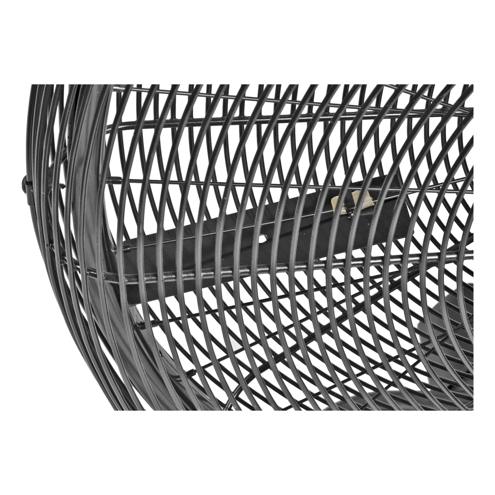Detaljerad närbild av Kayoba Airbikes trådkorg, som visar de korsande diagonala metallstängerna och en enda horisontell stång som löper inuti.